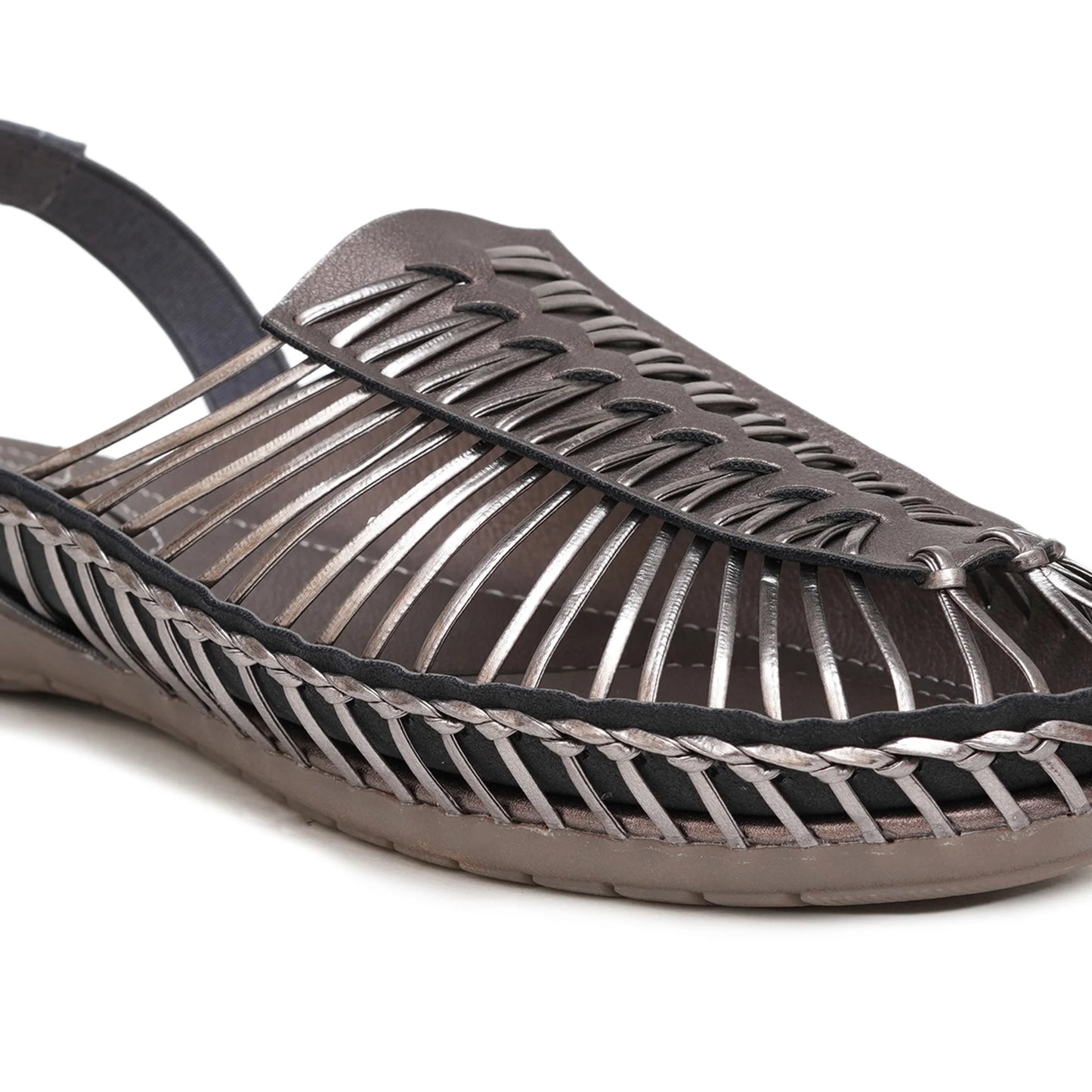 Buy Metallic Grey Handcrafted Flat Sandal Clogs for women online at www.stelway.in