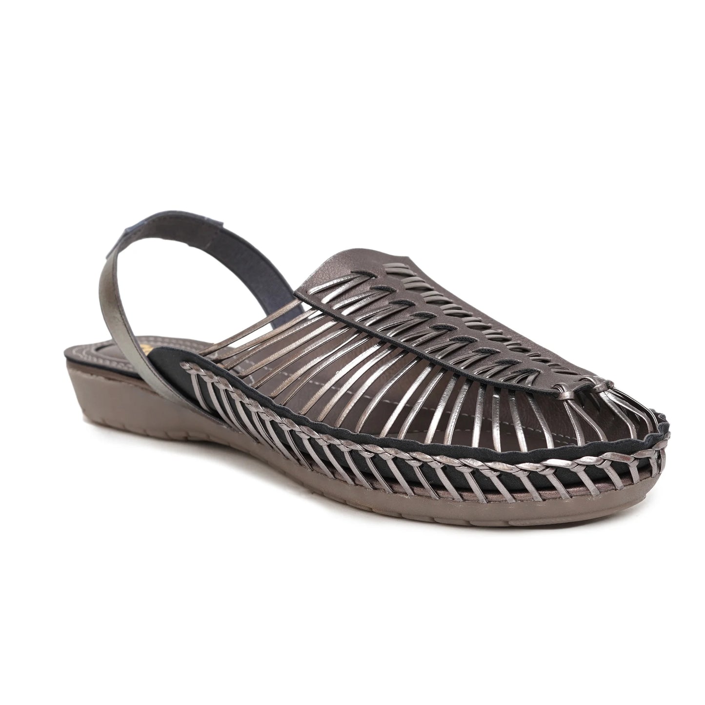 Buy Metallic Grey Handcrafted Flat Sandal Clogs for women online at www.stelway.in