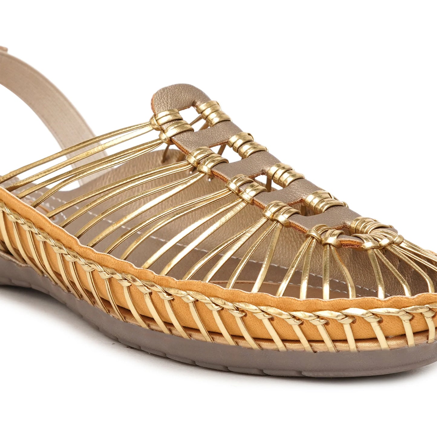 Buy Golden Handcrafted flat Clogs Sandal for women online in India at www.stelway.in