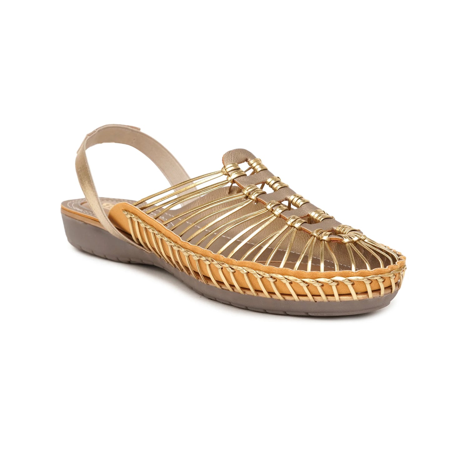 Buy Golden Handcrafted flat Clogs Sandal for women online in India at www.stelway.in