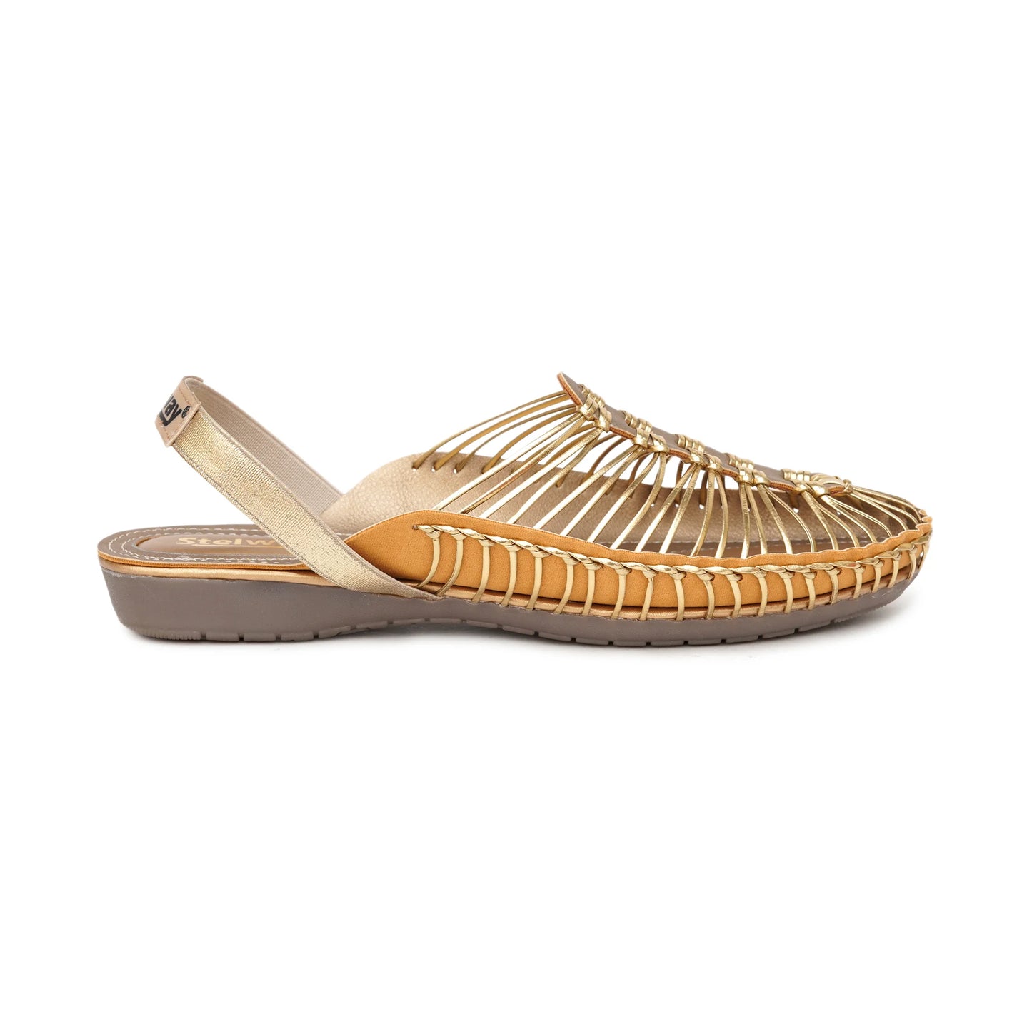 Buy Golden Handcrafted flat Clogs Sandal for women online in India at www.stelway.in