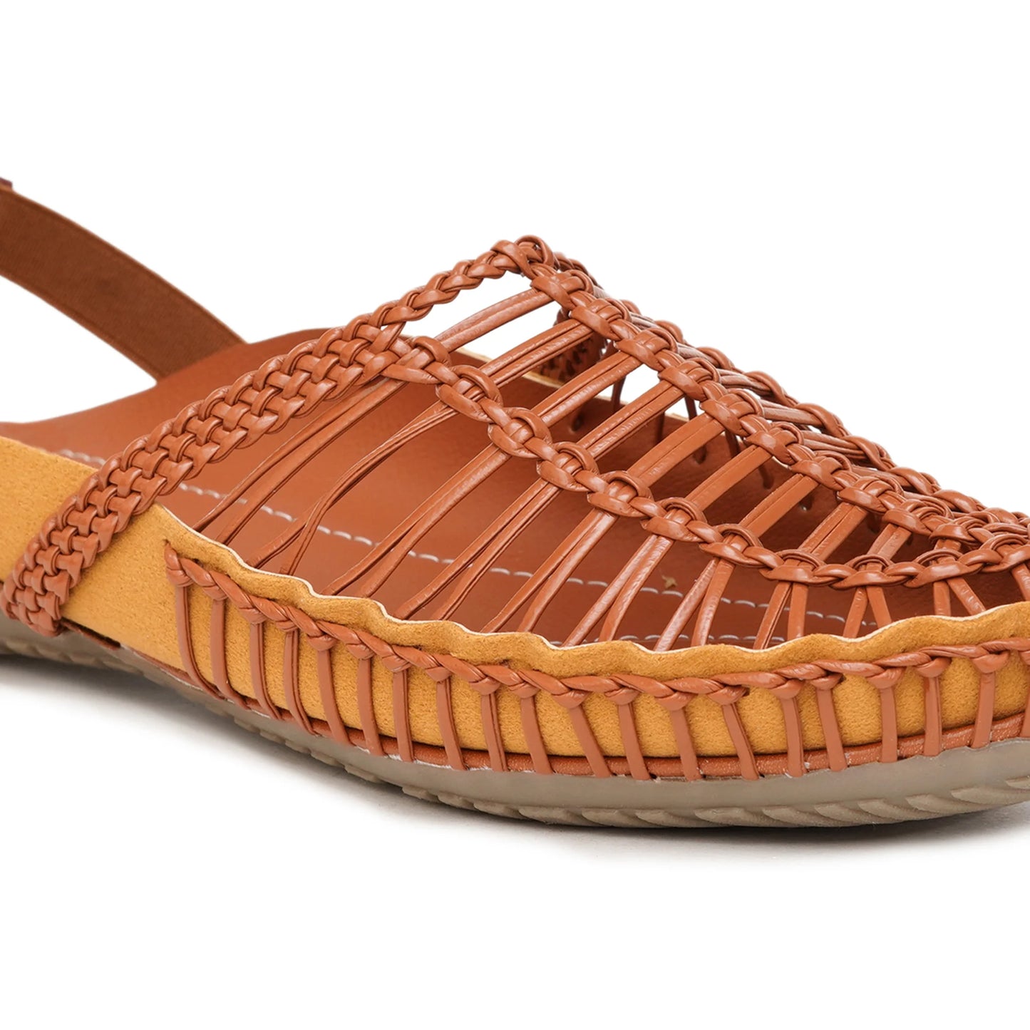 Buy Tan Handcrafted flat clogs sandal for women online in india at www.stelway.in