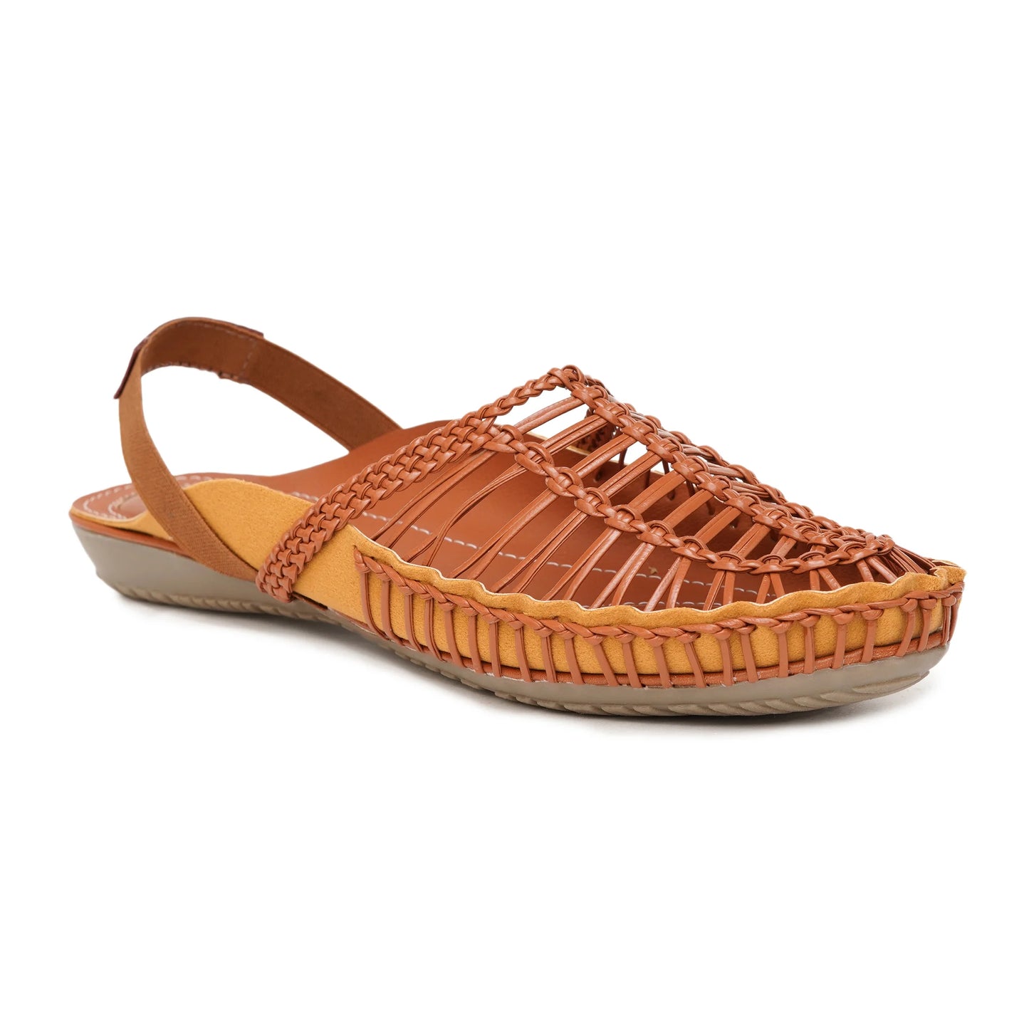 Buy Tan Handcrafted flat clogs sandal for women online in india at www.stelway.in