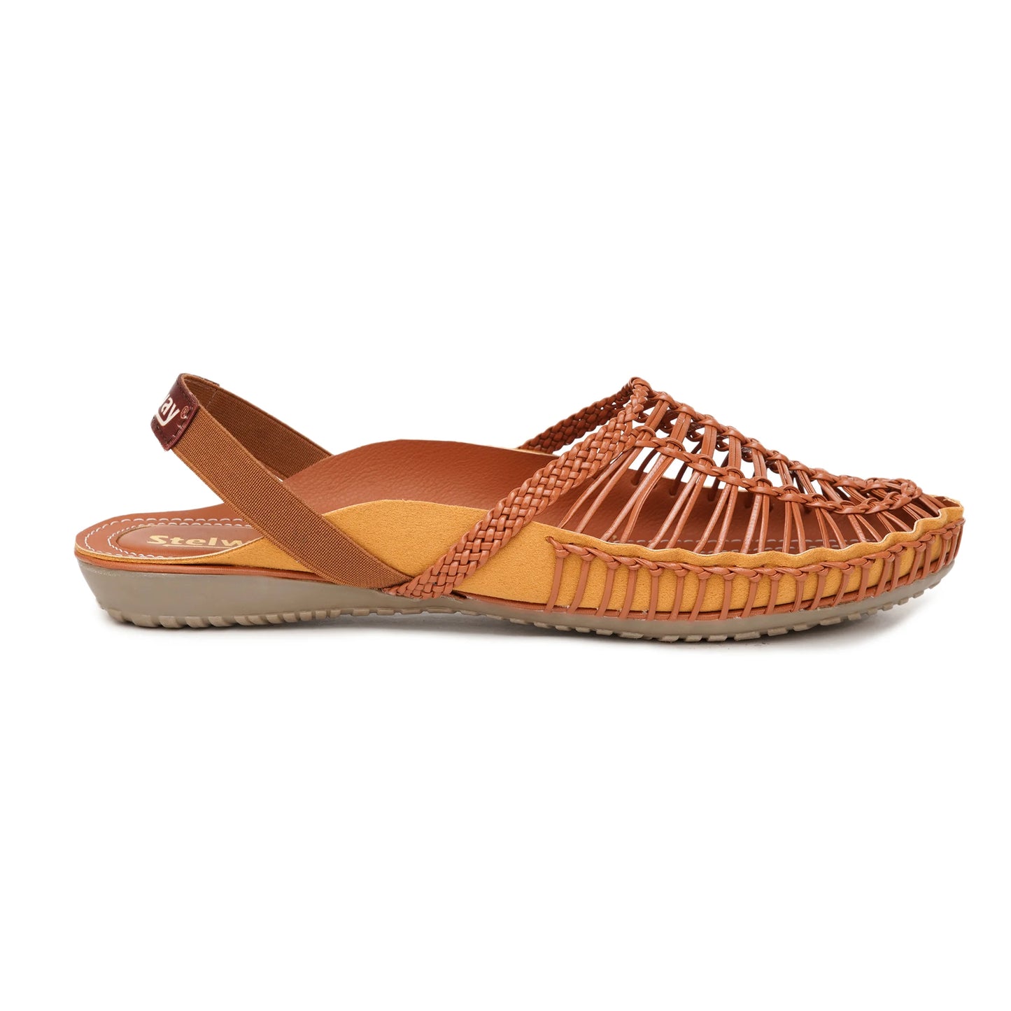 Buy Tan Handcrafted flat clogs sandal for women online in india at www.stelway.in