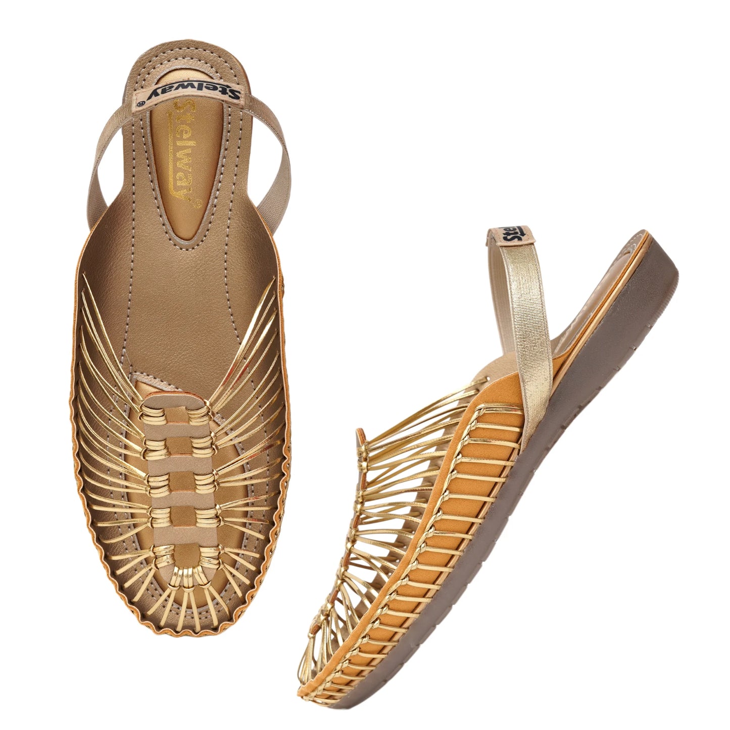 Buy Golden Handcrafted flat Clogs Sandal for women online in India at www.stelway.in