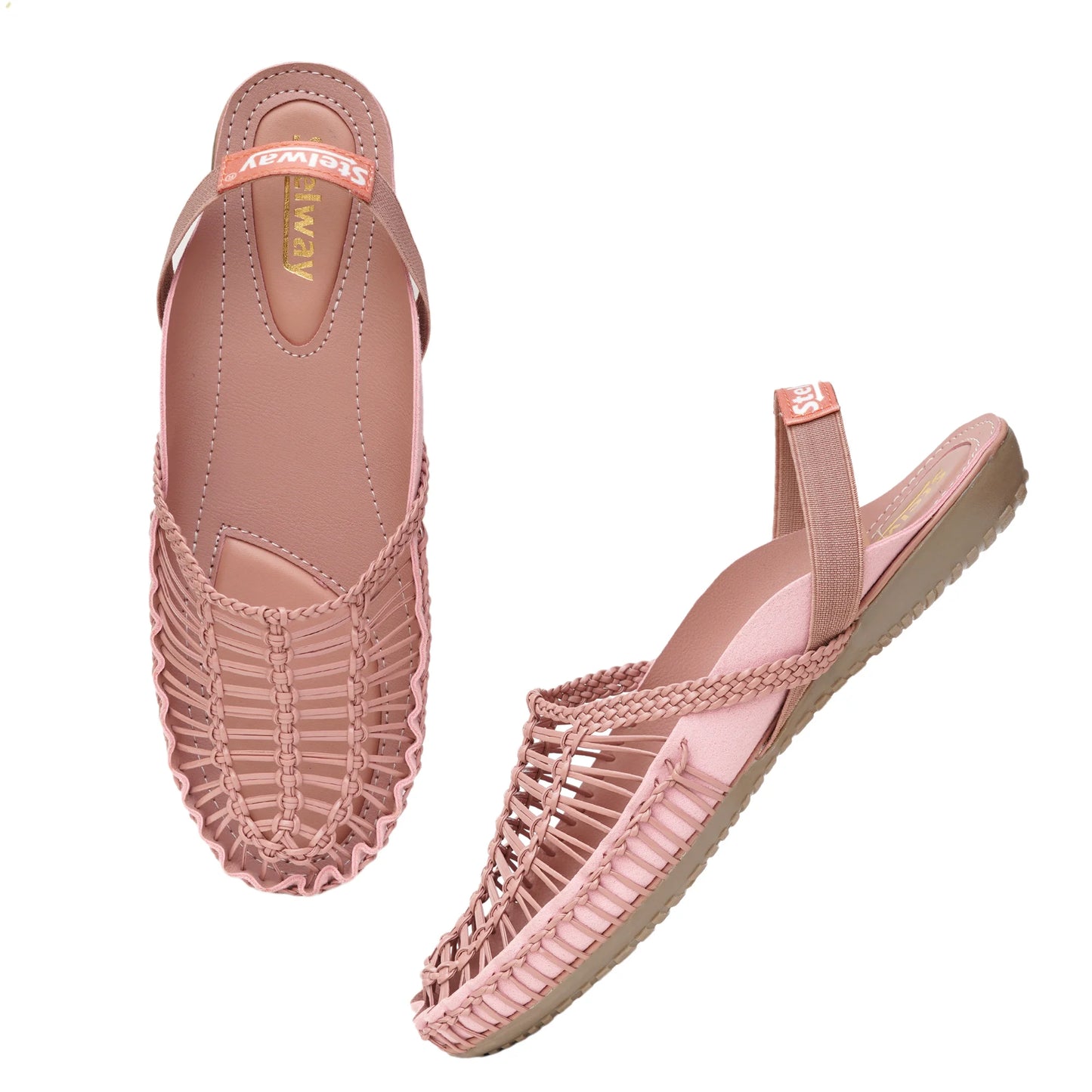 Buy Peach Handcrafted Flat clogs sandal for women online in india at www.stelway.in