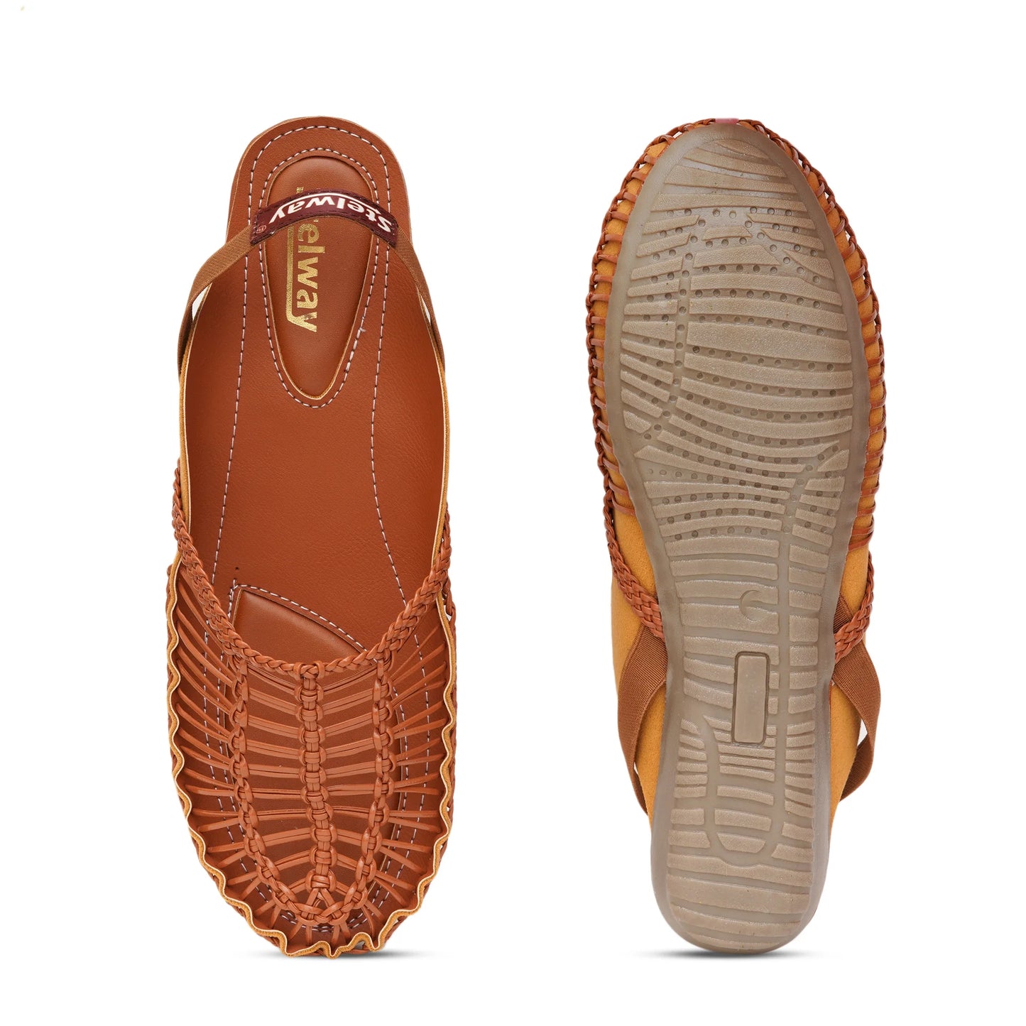 Buy Tan Handcrafted flat clogs sandal for women online in india at www.stelway.in