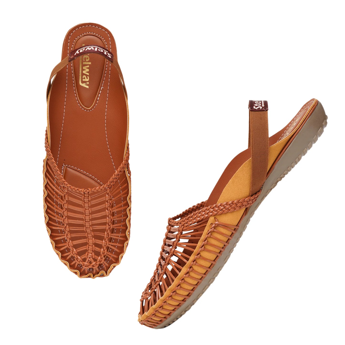 Buy Tan Handcrafted flat clogs sandal for women online in india at www.stelway.in