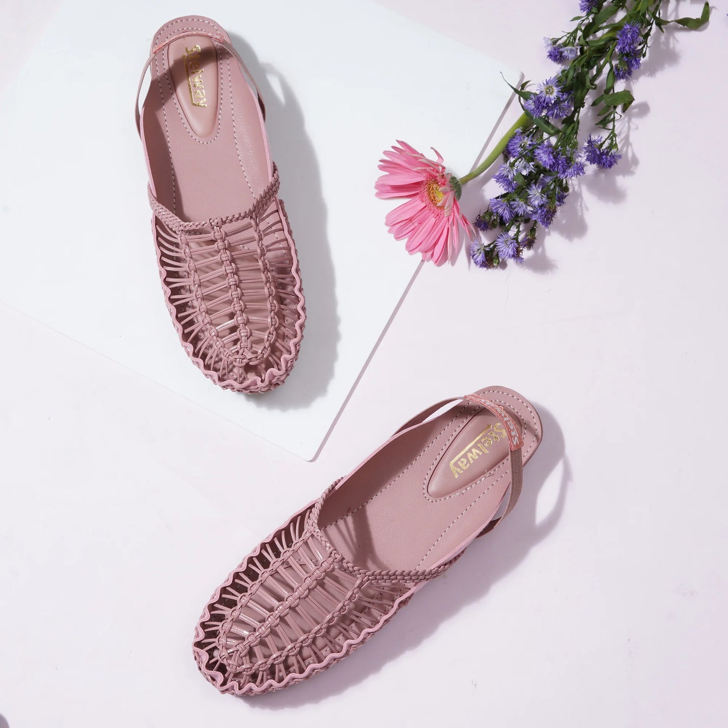 Buy Peach Handcrafted Flat clogs sandal for women online in india at www.stelway.in