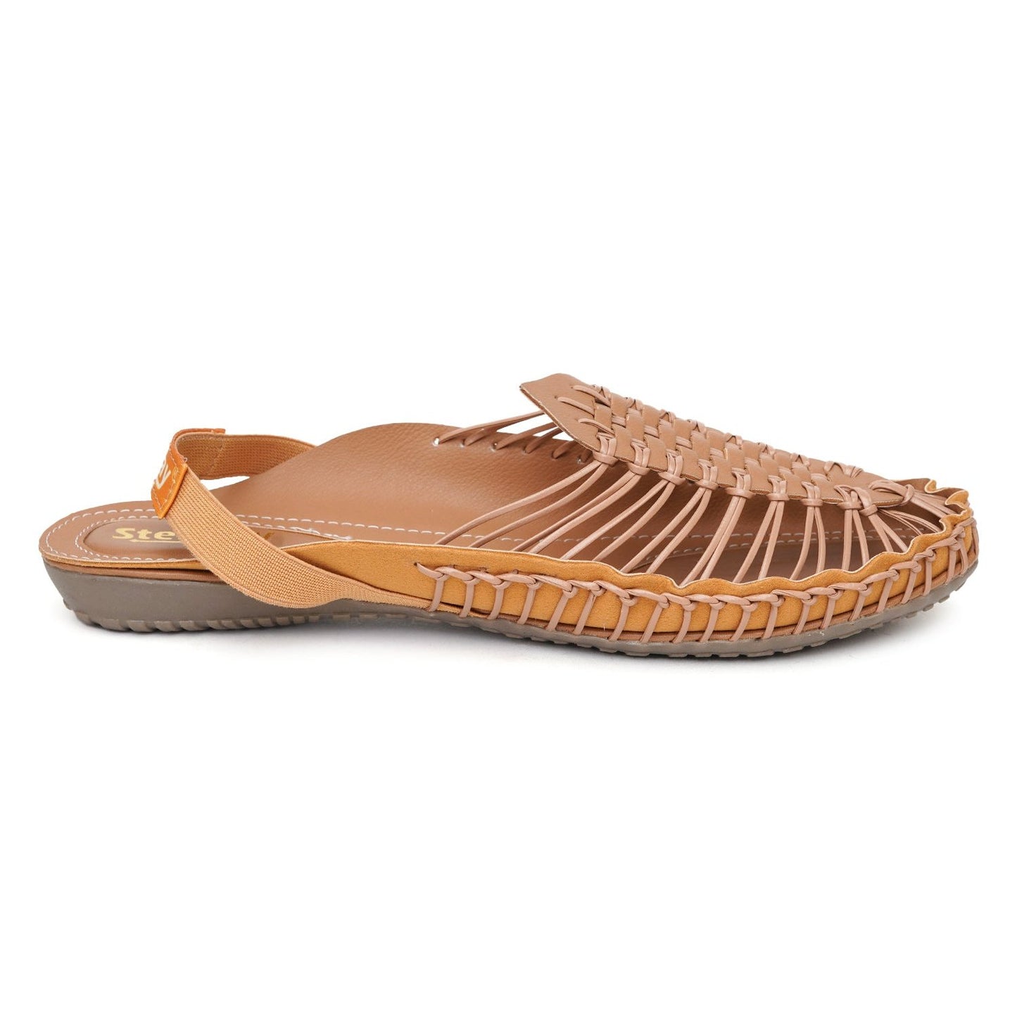 Beige handcrafted flat sandal clogs for women