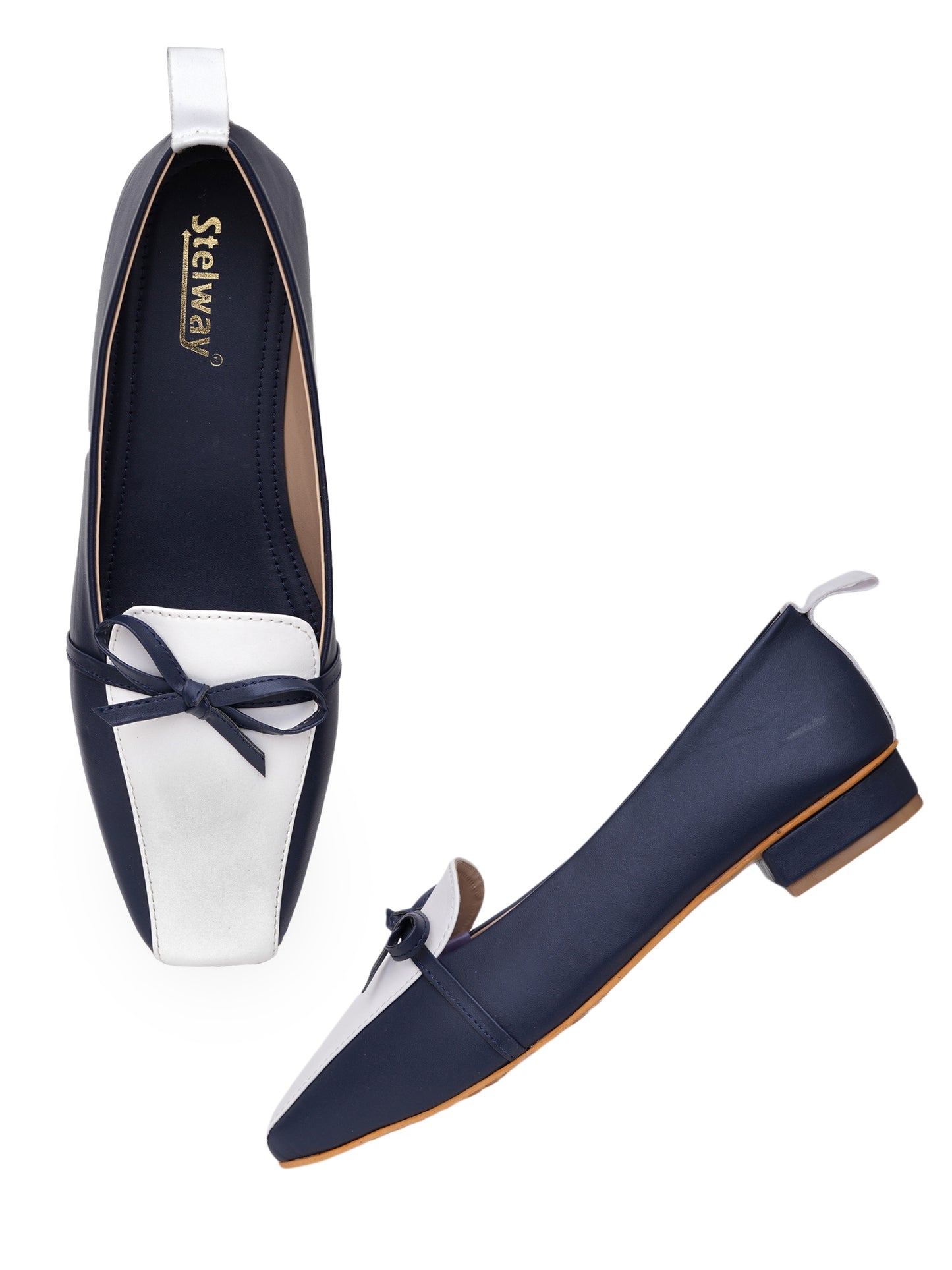 Blue white ballerinas for women