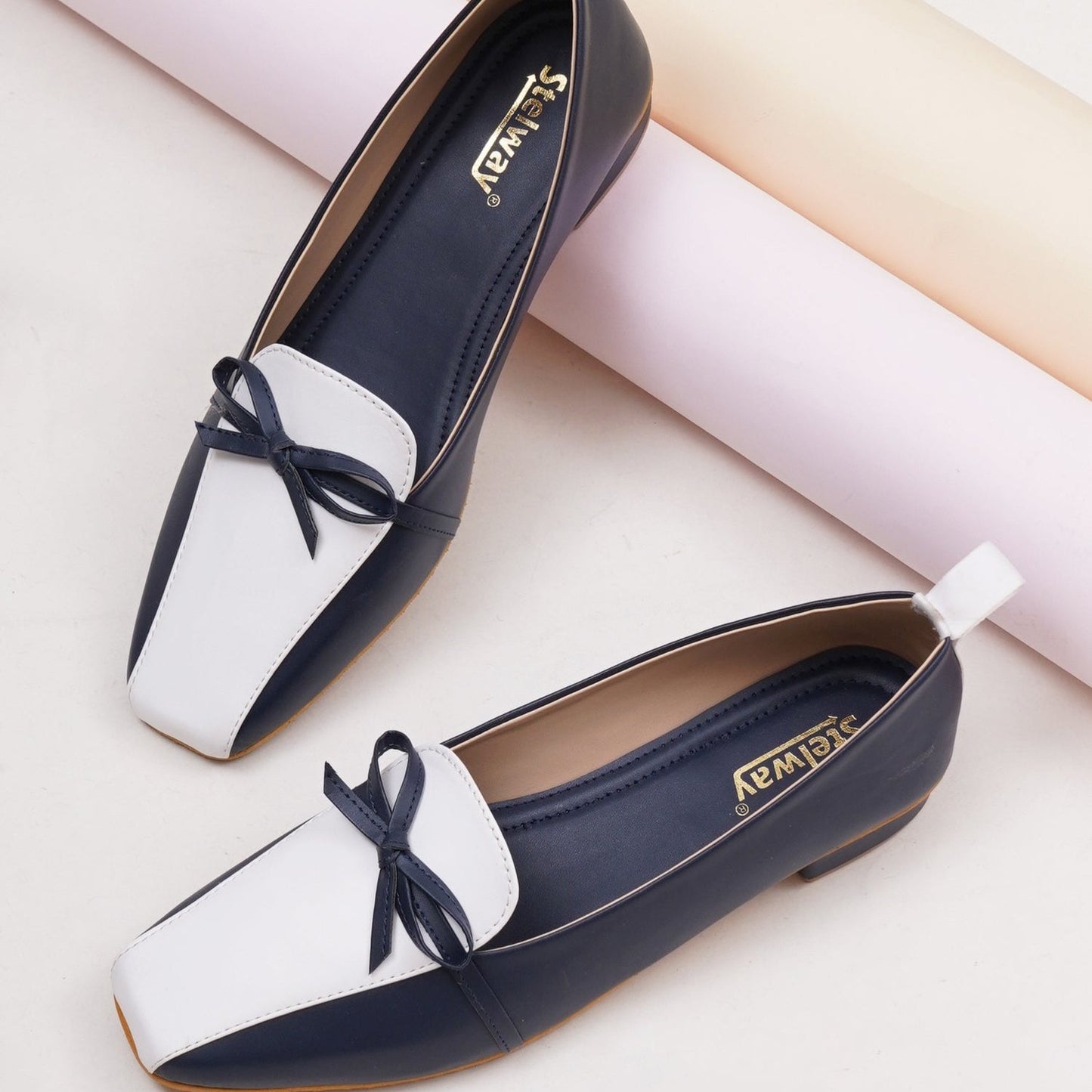 Blue white ballerinas for women