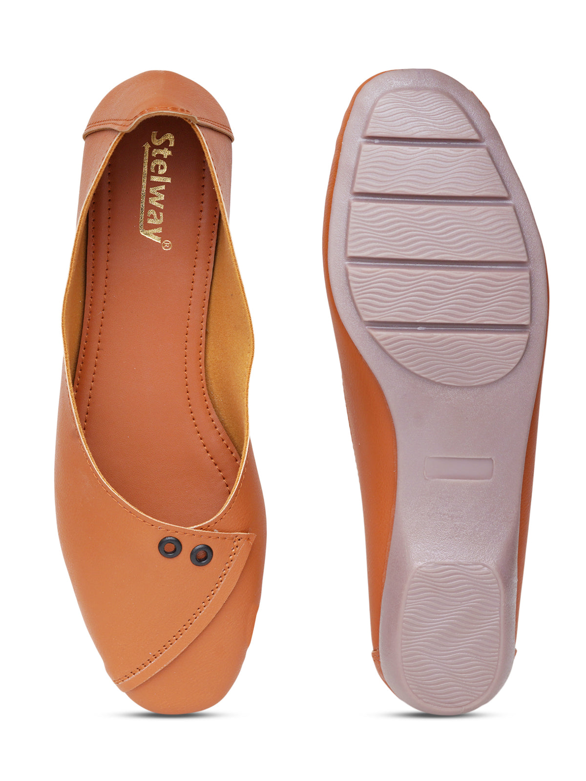 Tan Ballet Flats with Non Slip TPR sole