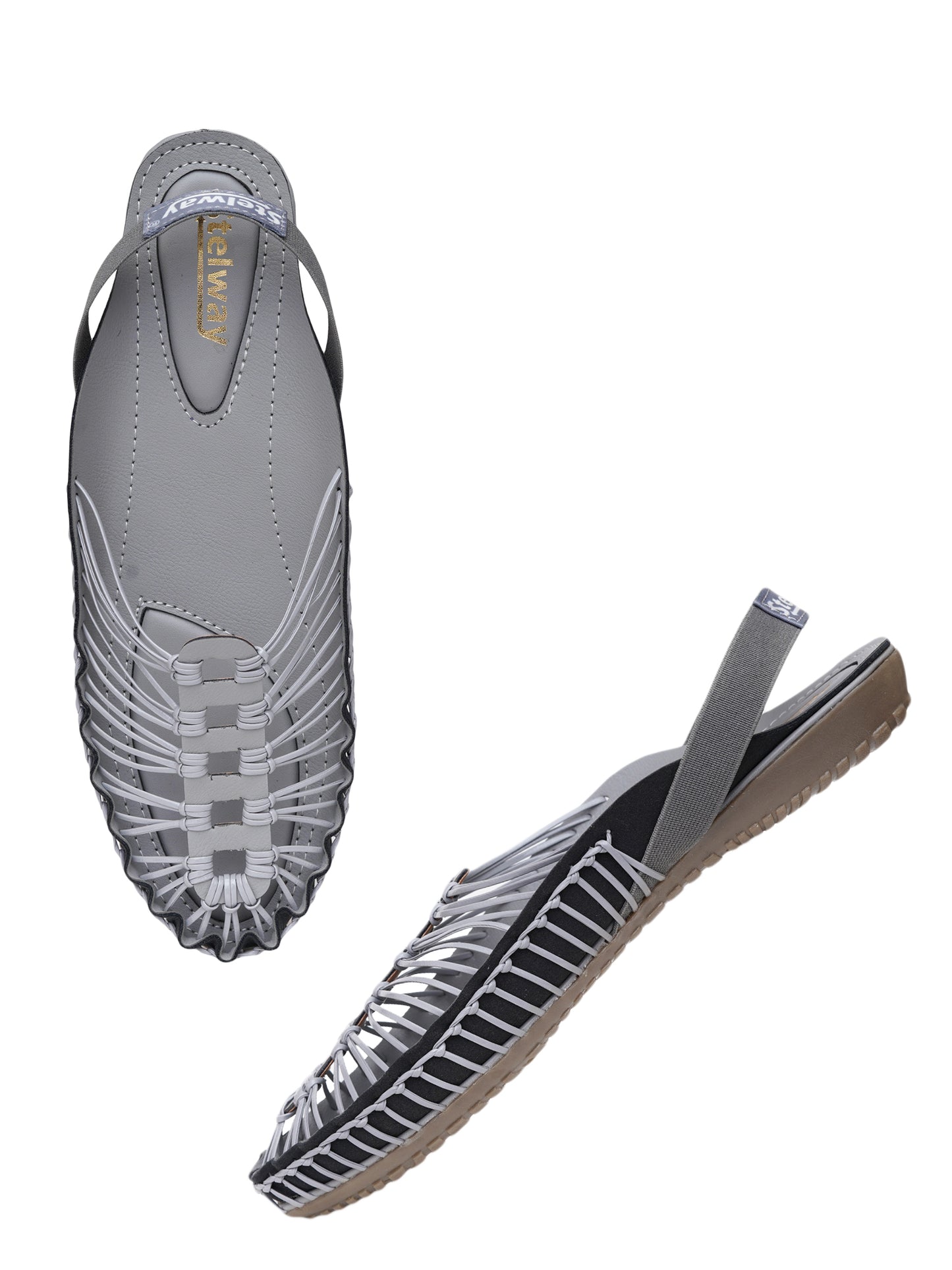 Grey Handcrafted flat sandal for women