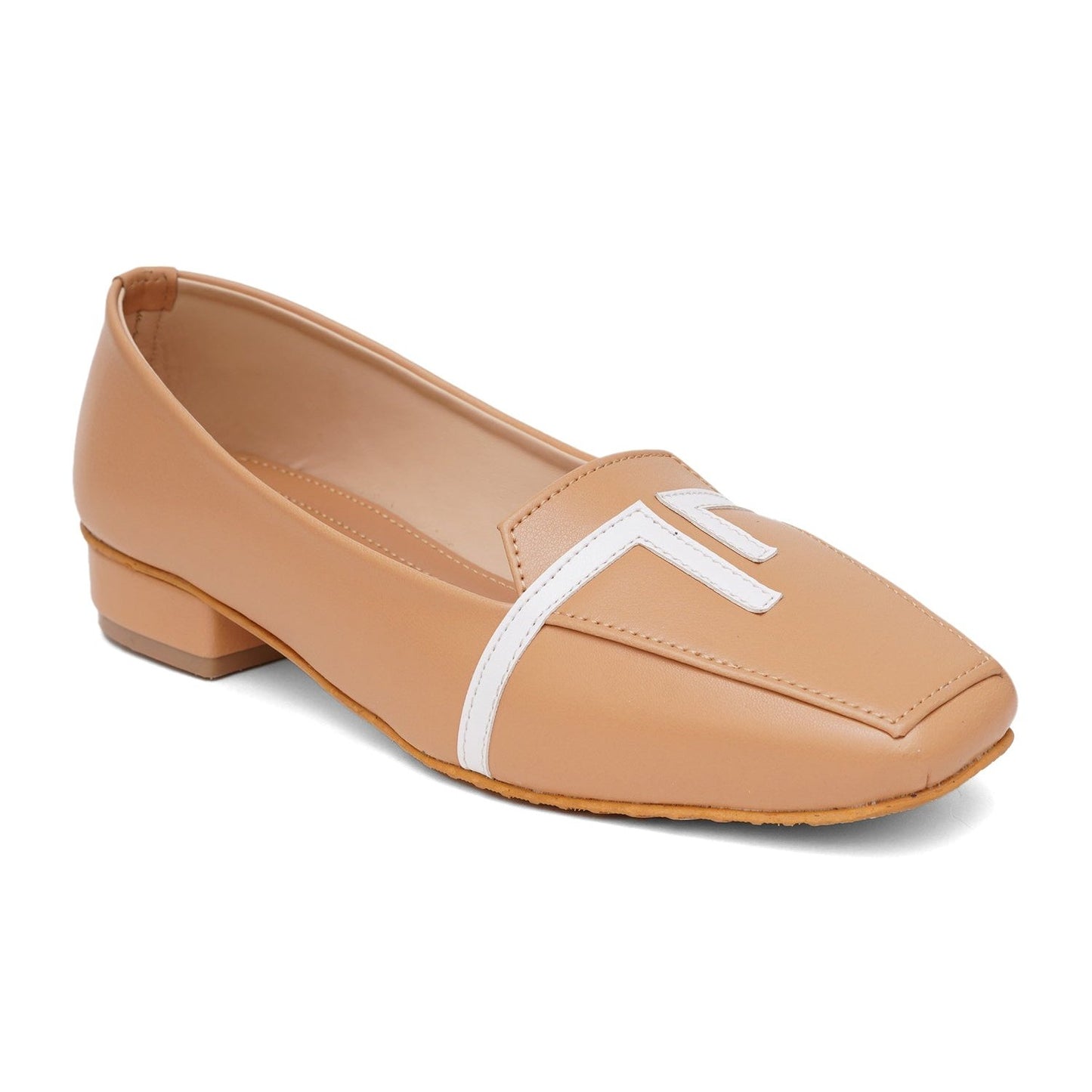 Beige white office and work wear shoes for women