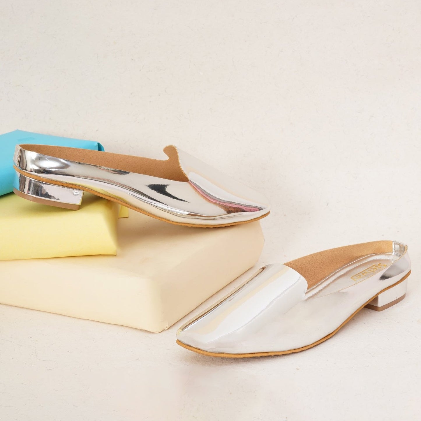 Stelway Shiny chromium mules for women online shop
