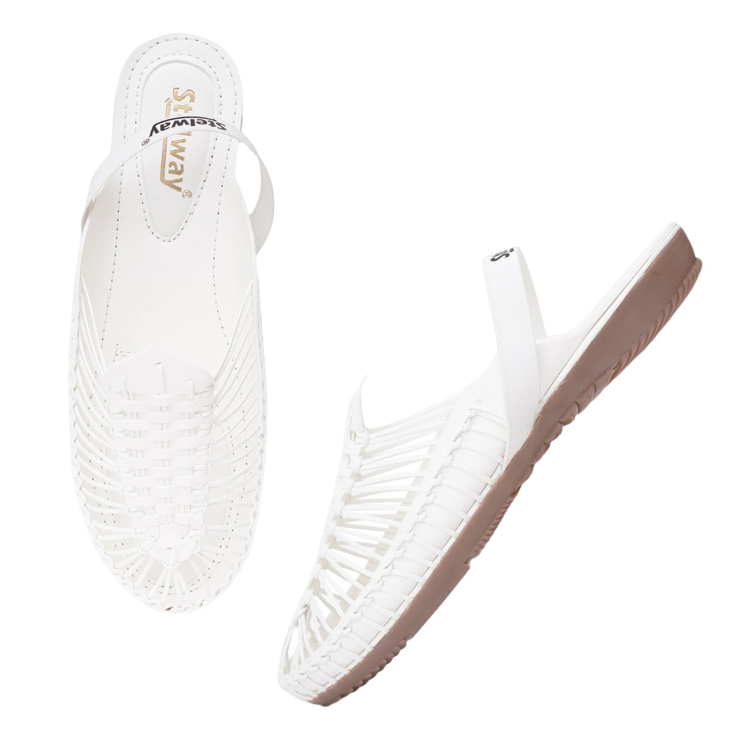 White Handcrafted Flat Sandal Clogs