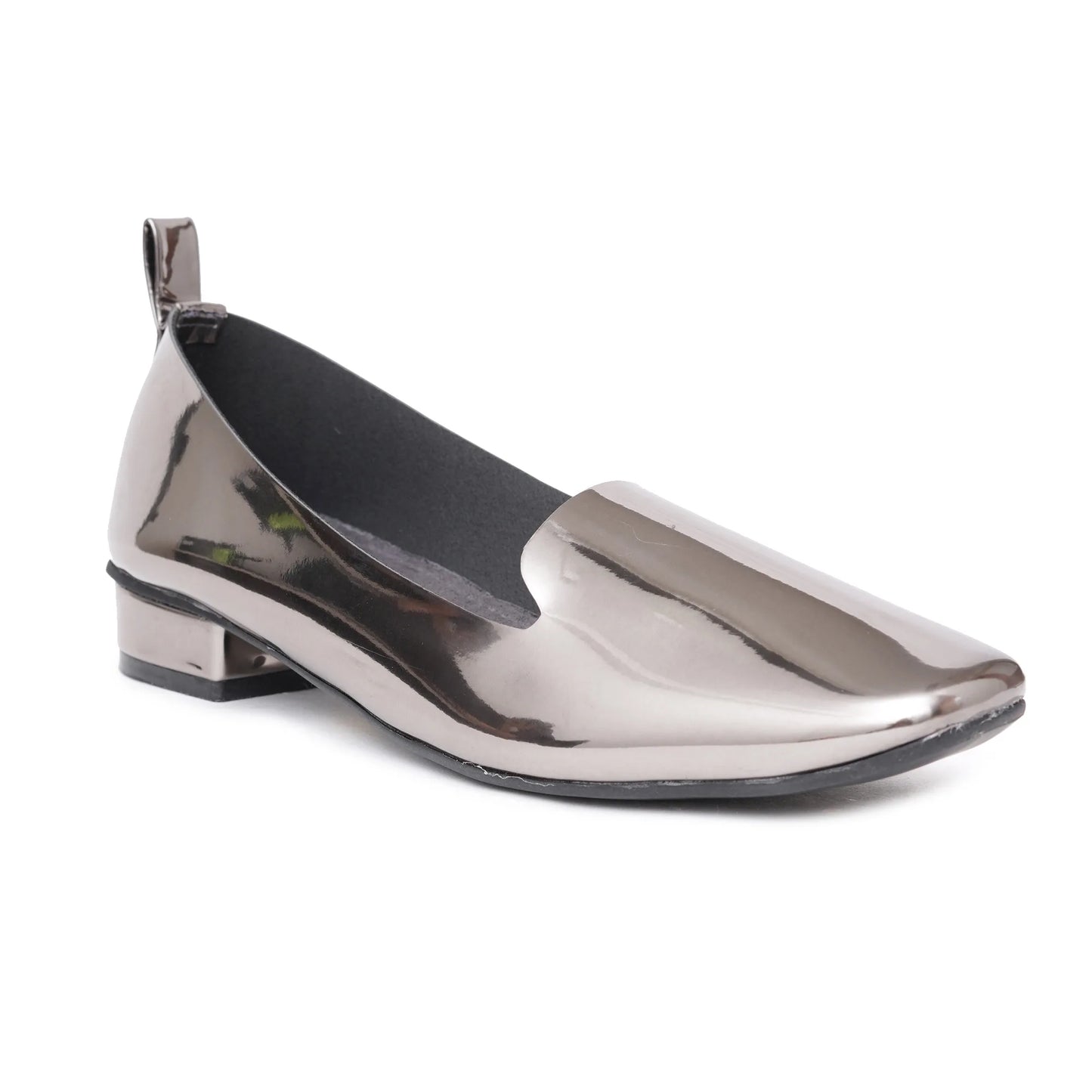 Shiny Chromium Grey Ballerinas