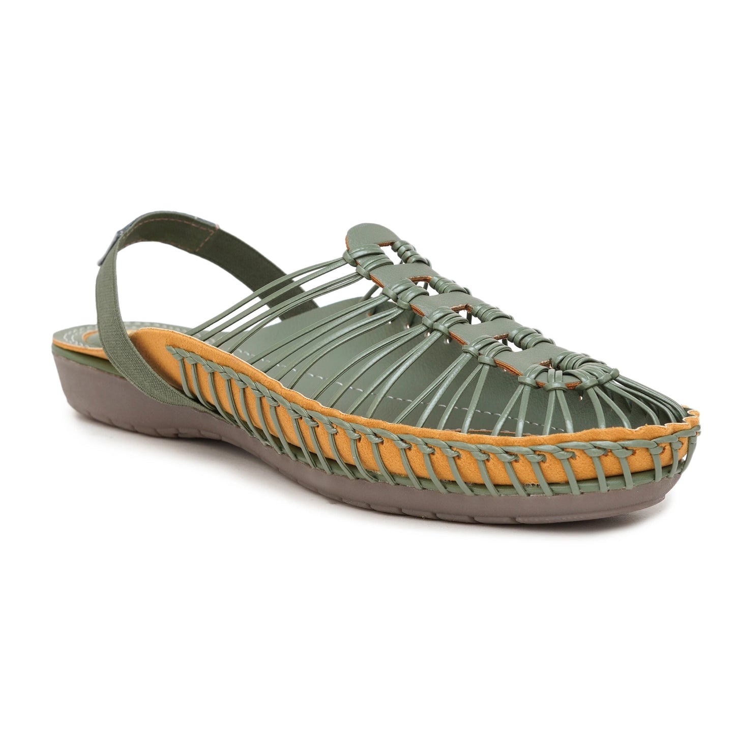 Buy Green Handcrafted flat clogs sandal for women online at www.stelway.in