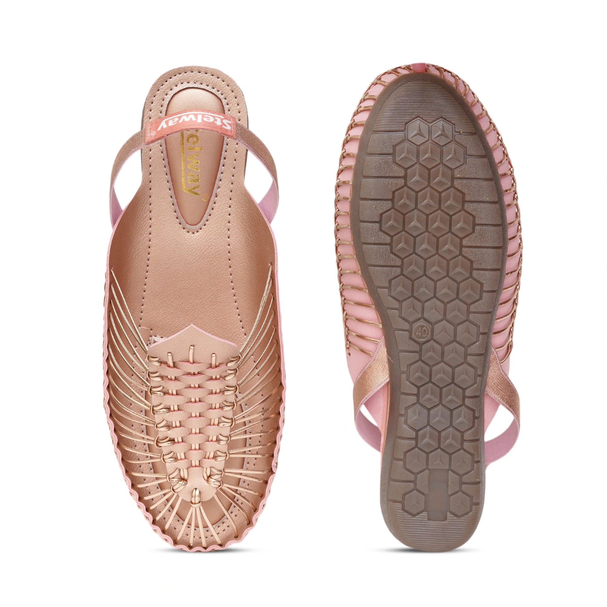 Buy Stelway Rose gold Handcrafted Clogs flat sanda or women online at www.stelway.in