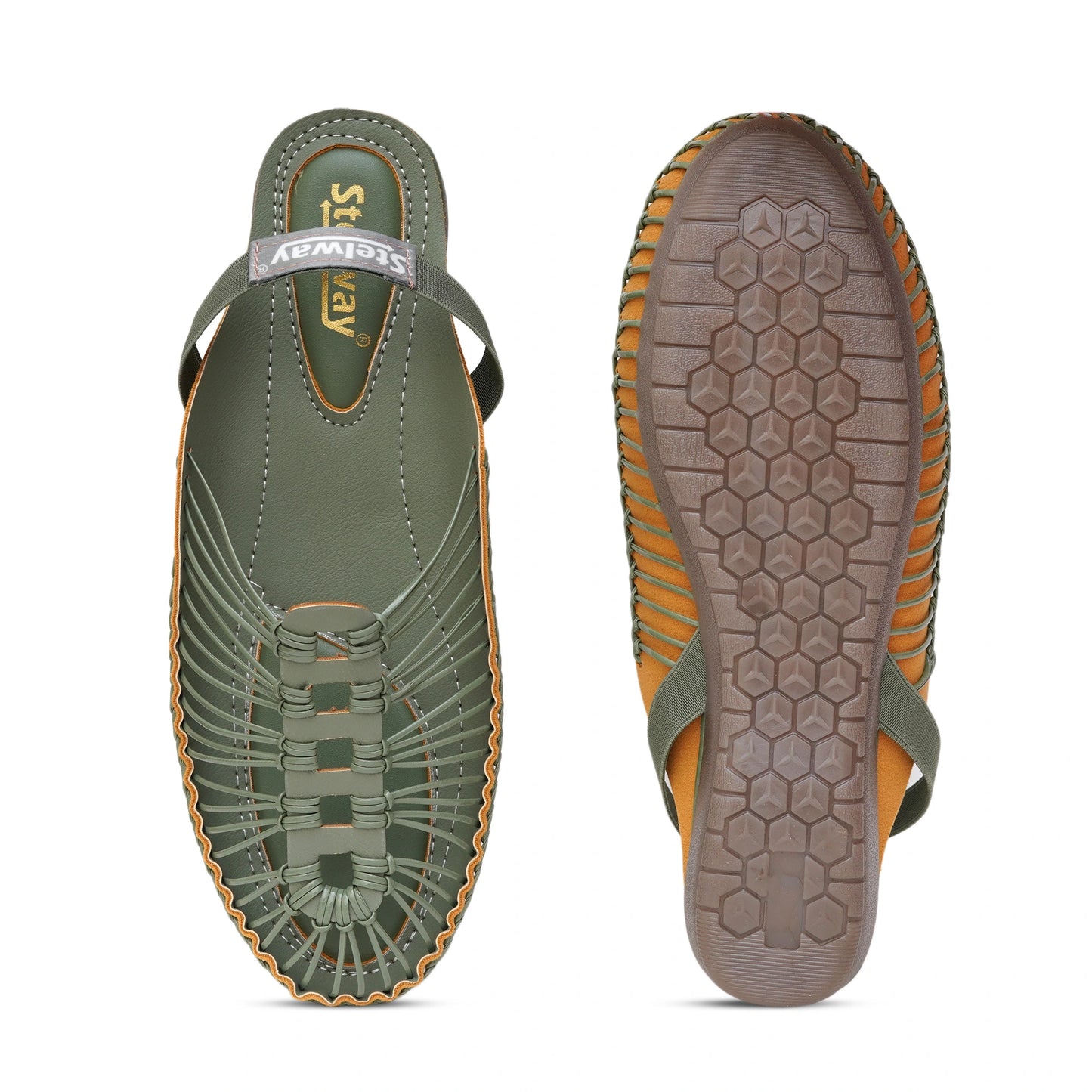 Buy Green Handcrafted flat clogs sandal for women online at www.stelway.in