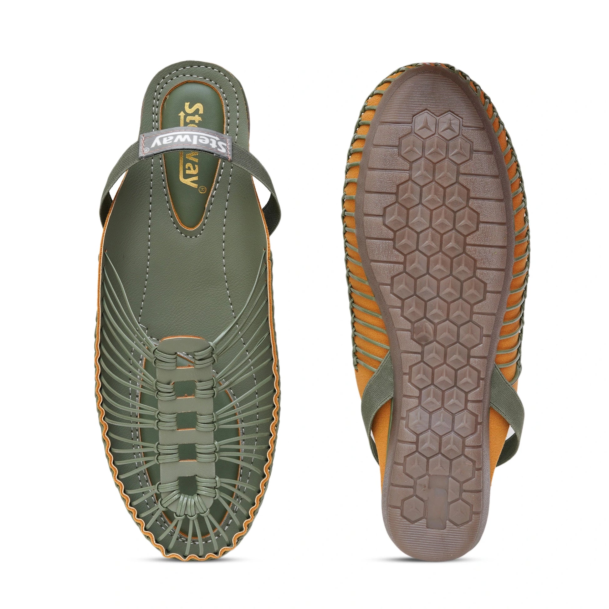 Buy Green Handcrafted flat clogs sandal for women online at www.stelway.in
