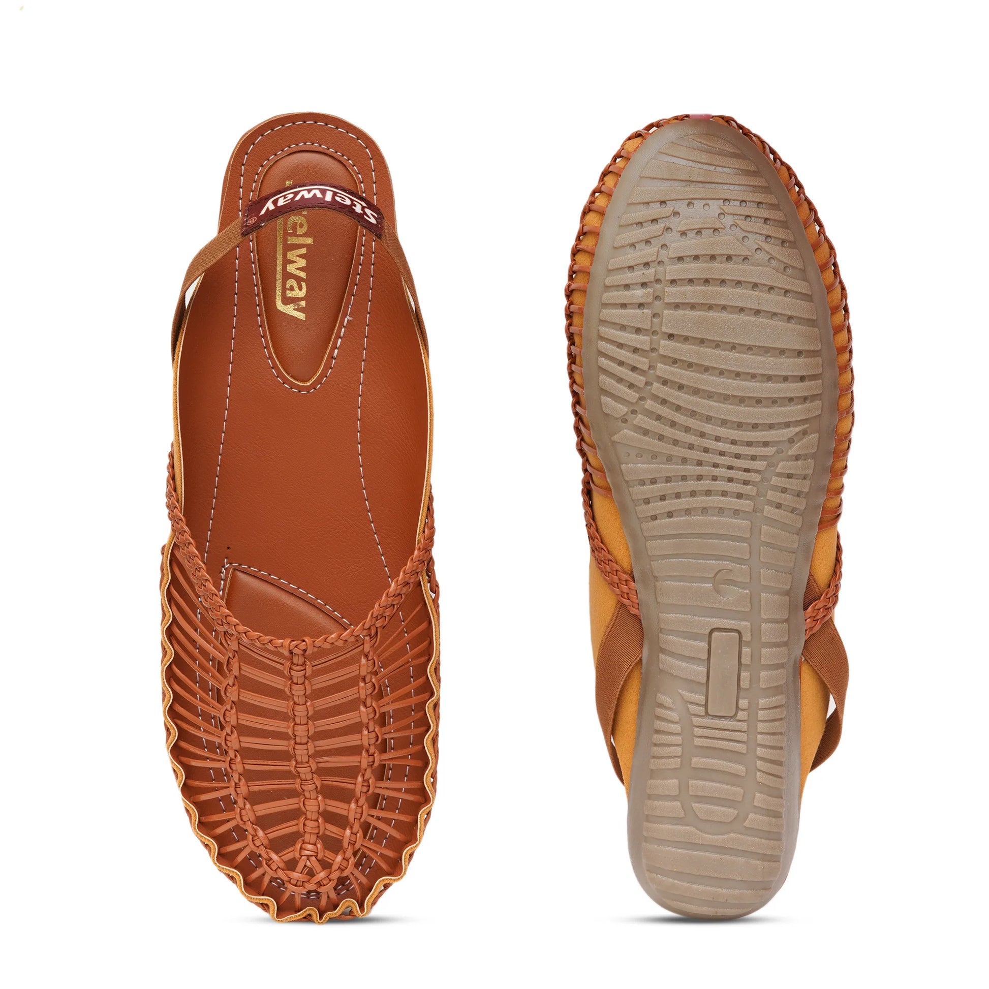 Buy Tan Handcrafted flat clogs sandal for women online in india at www.stelway.in