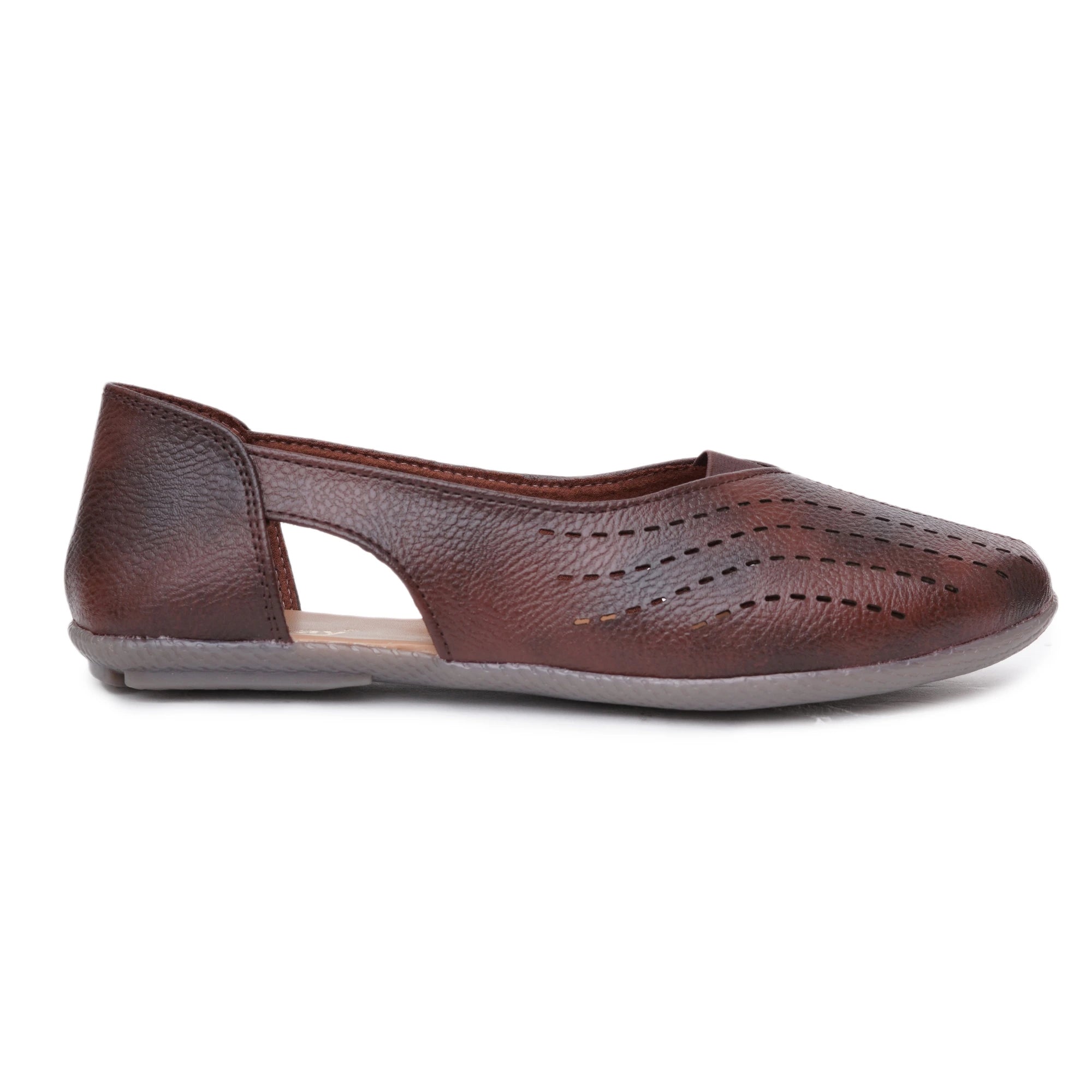 Stelway Brown Lasercut Ballet Flats