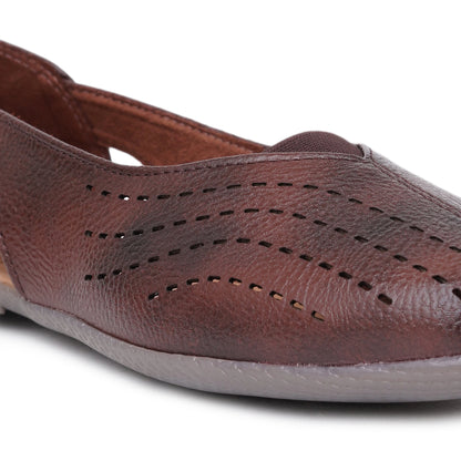 Stelway Brown Lasercut Ballet Flats