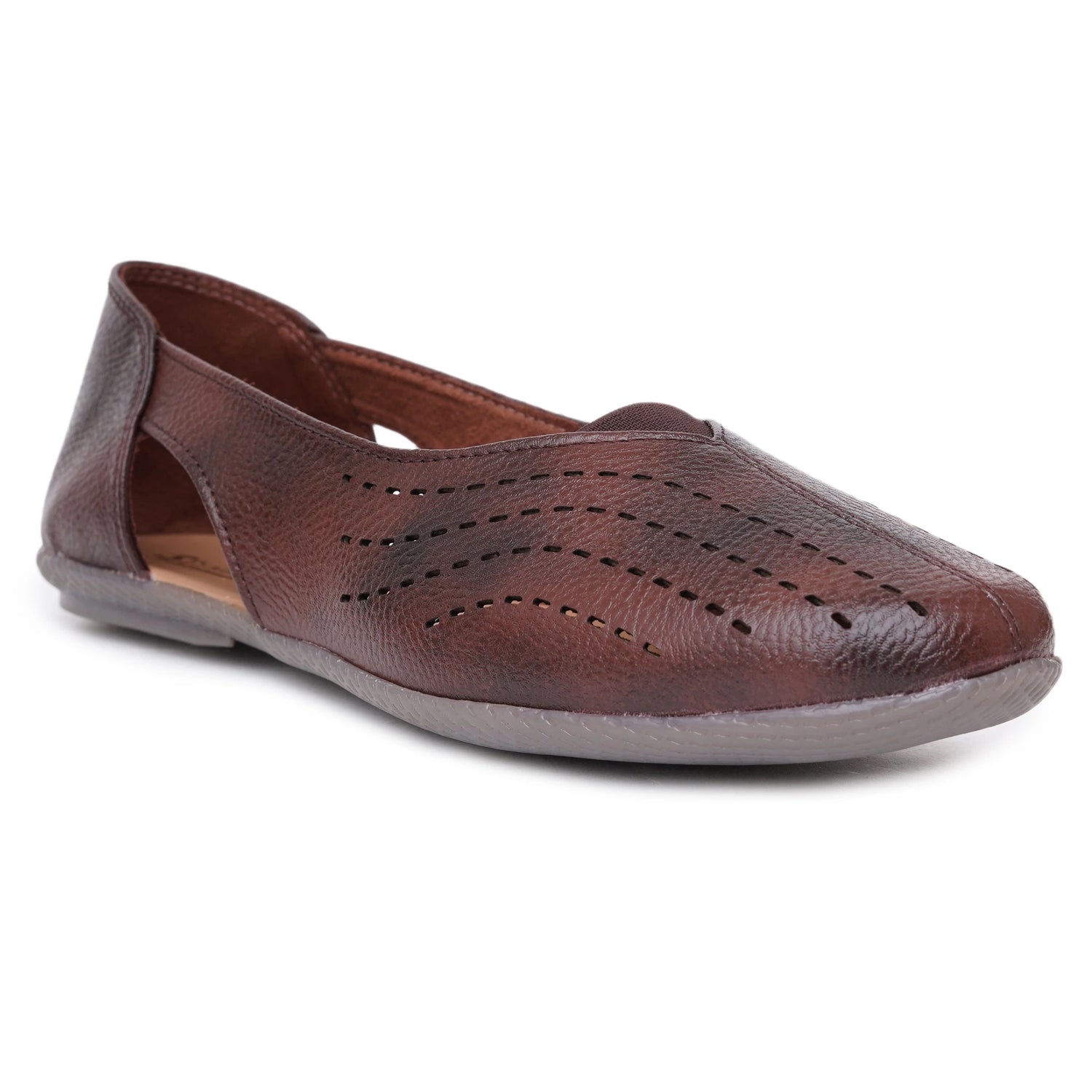 Stelway Brown Lasercut Ballet Flats