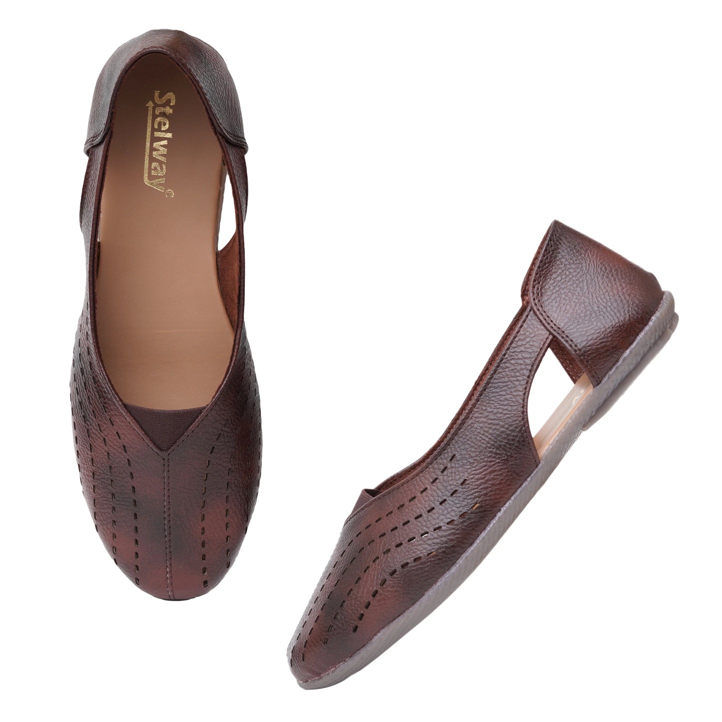 Stelway Brown Lasercut Ballet Flats