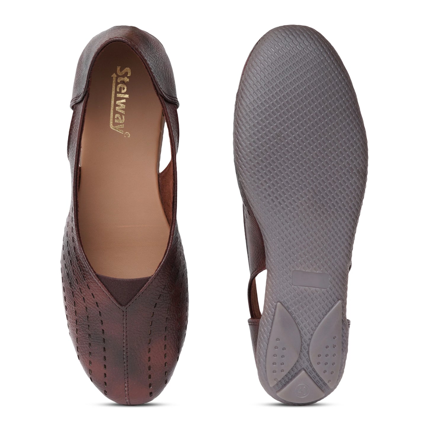 Stelway Brown Lasercut Ballet Flats