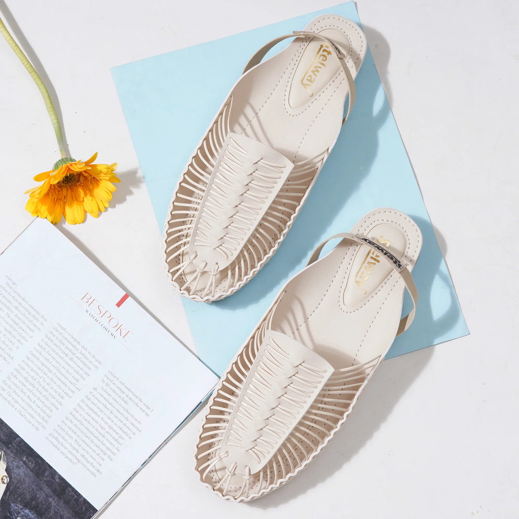 Buy Off-White Handmade Flat Clogs sandal for women online india at www.stelway.in