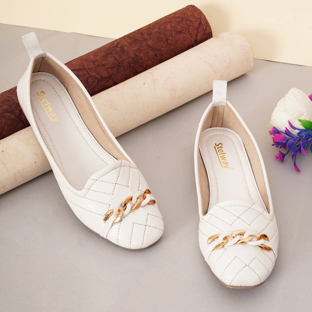 White embellished ballet flats online