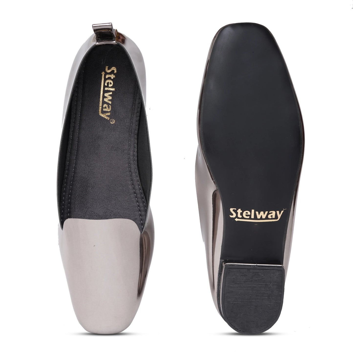 Shiny grey chromium bellies fro women online for parties and wedding dresses like saree, kurta at 1499/-