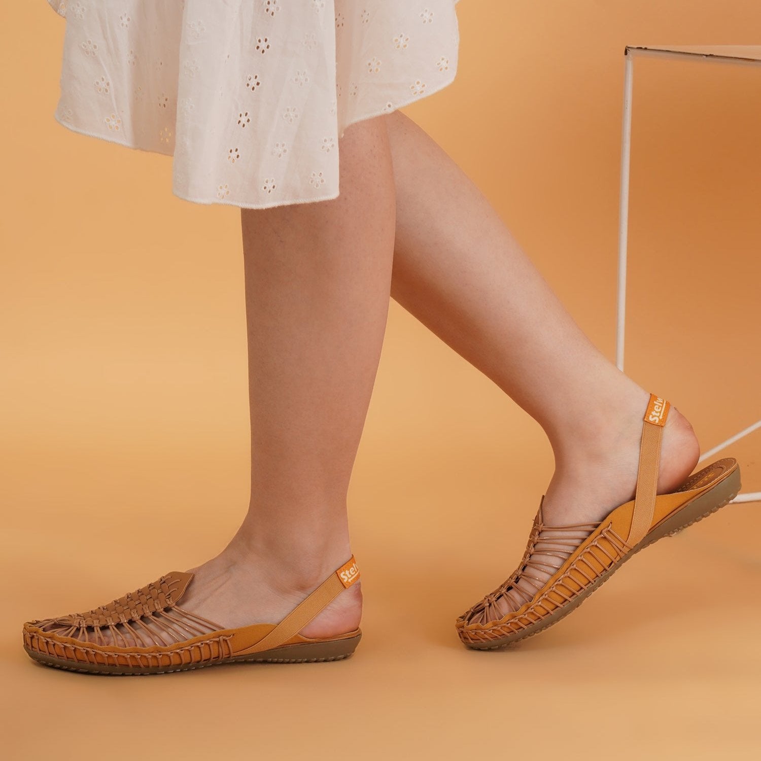 Beige Handcrafted Flat Sandal Clogs