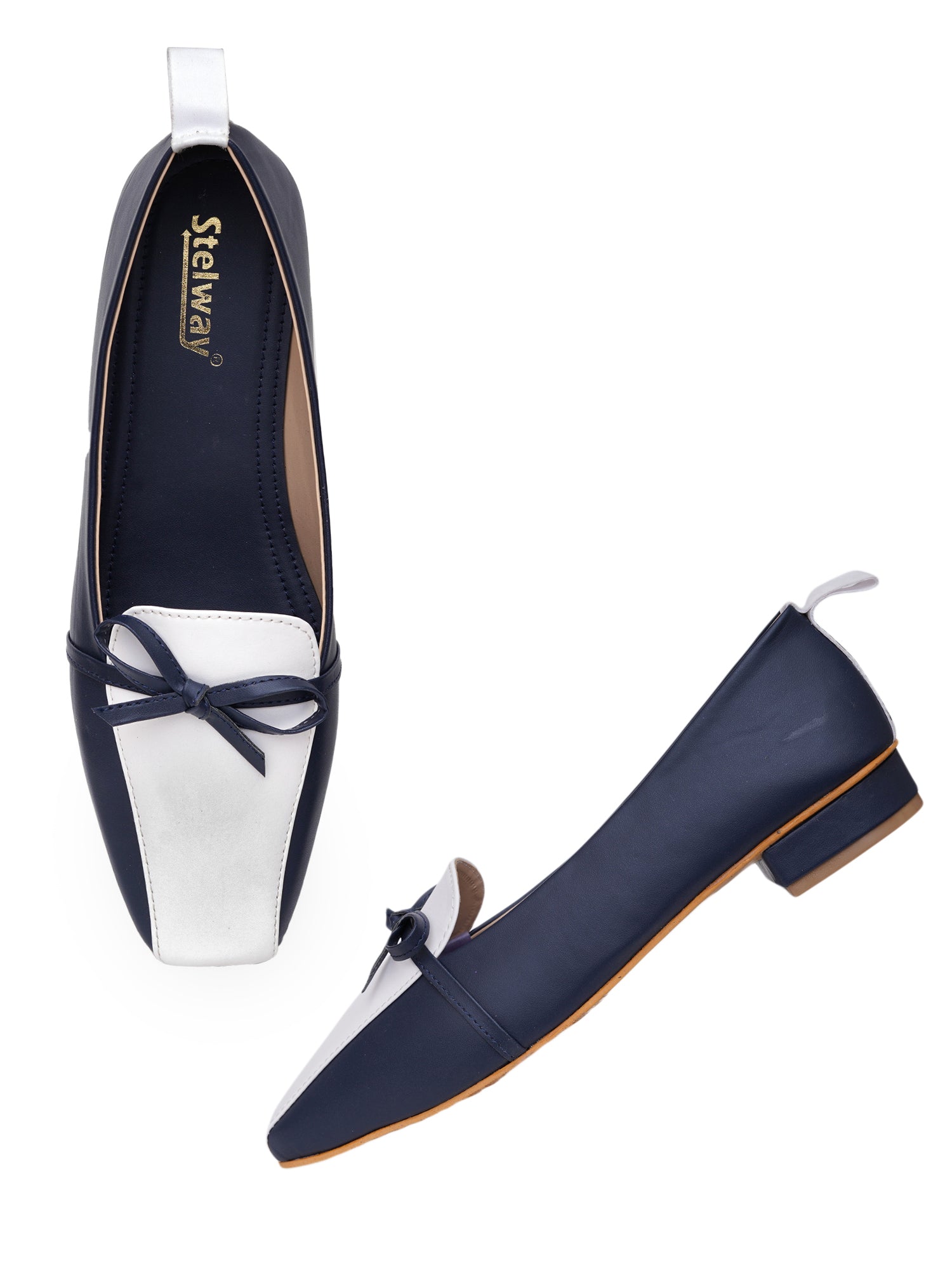 Blue white ballerinas for women