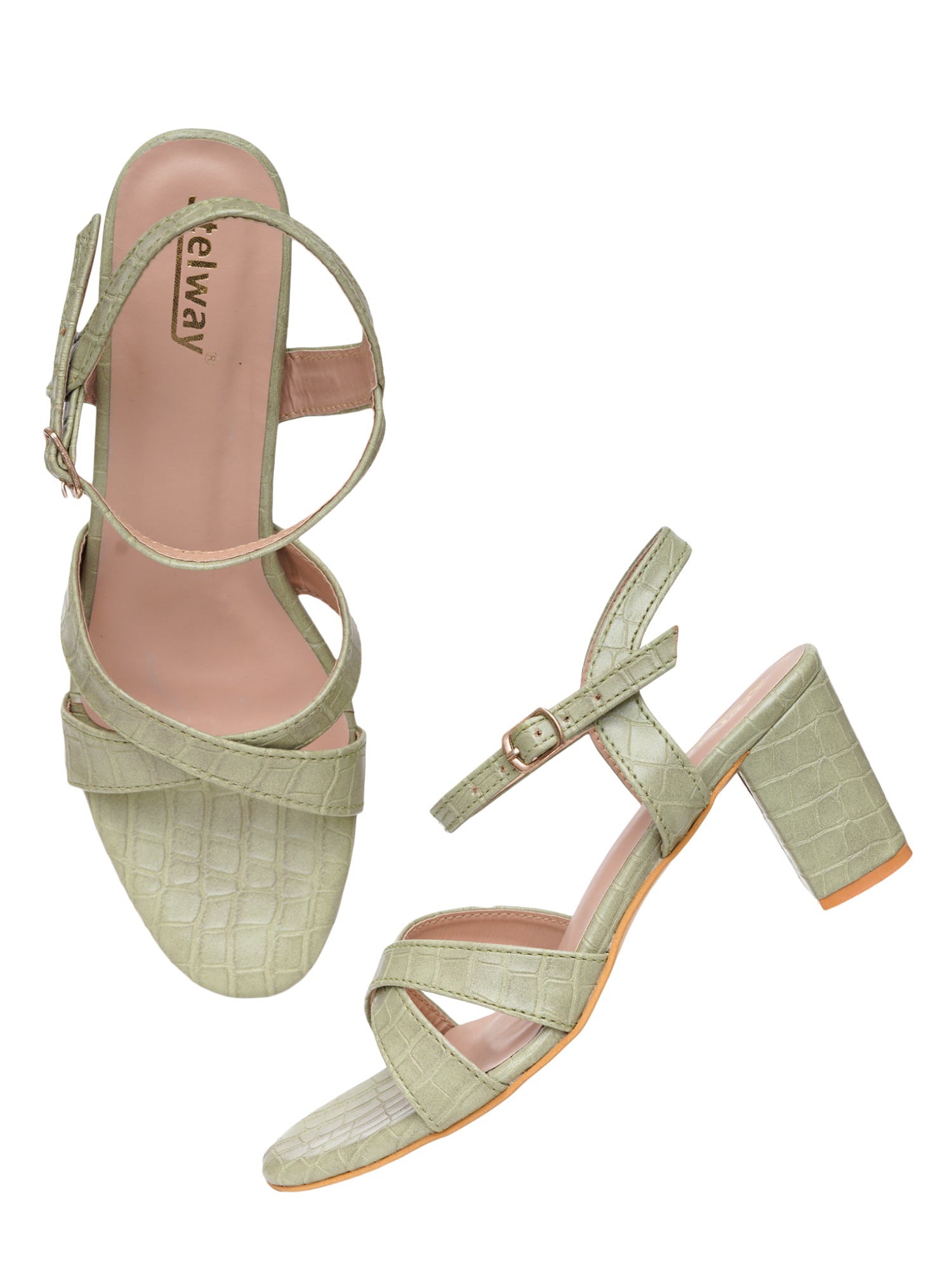 Green Block heels for women