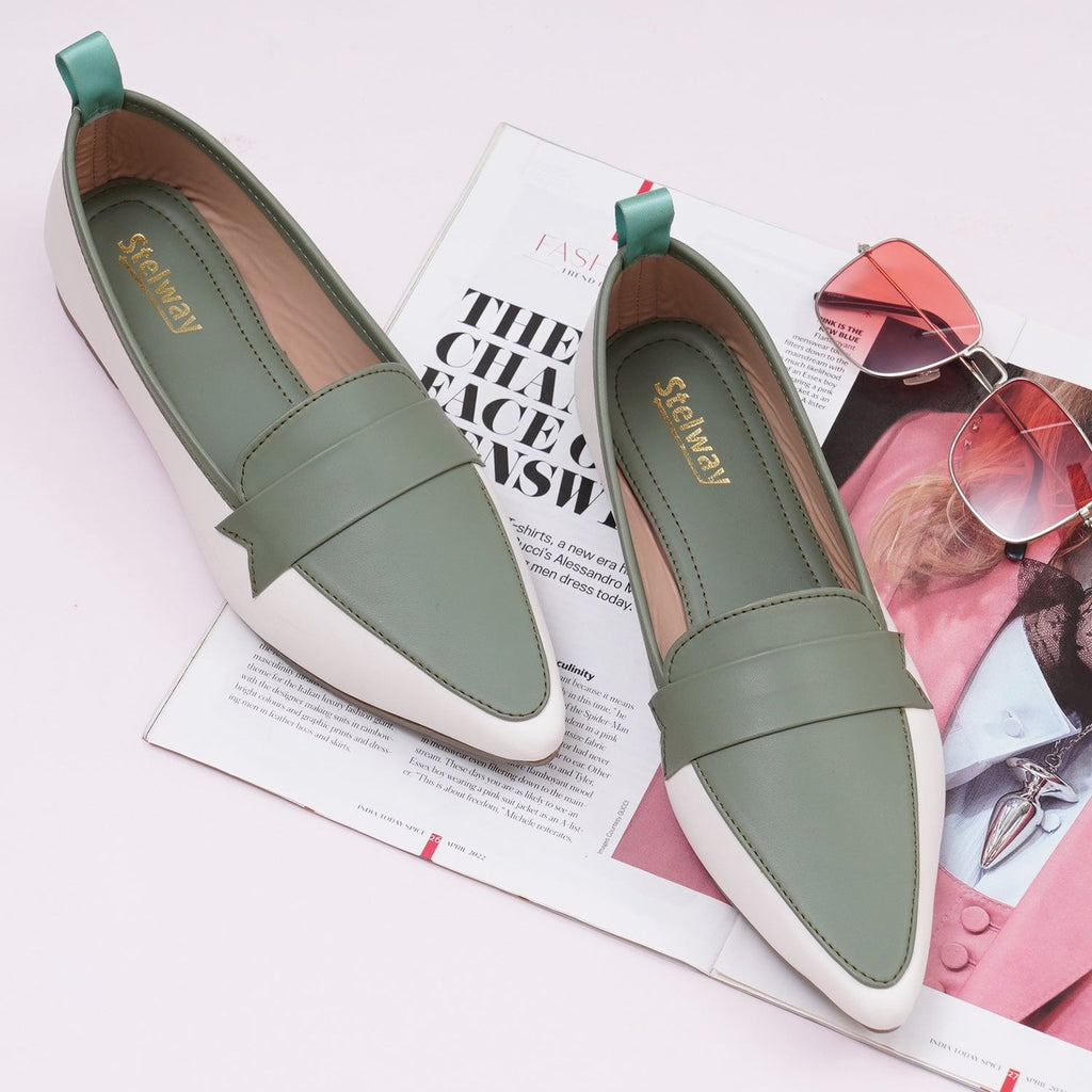 Olive green Ballet flats for women