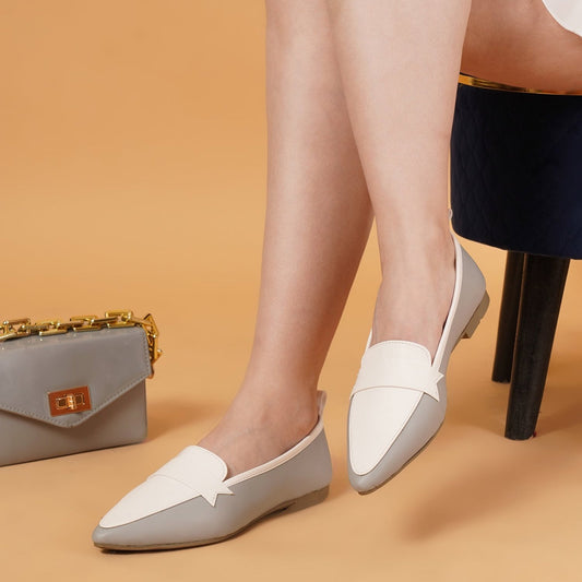 Pointed toe grey white bellies for women