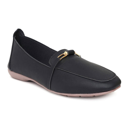 Black embellished ballet flats