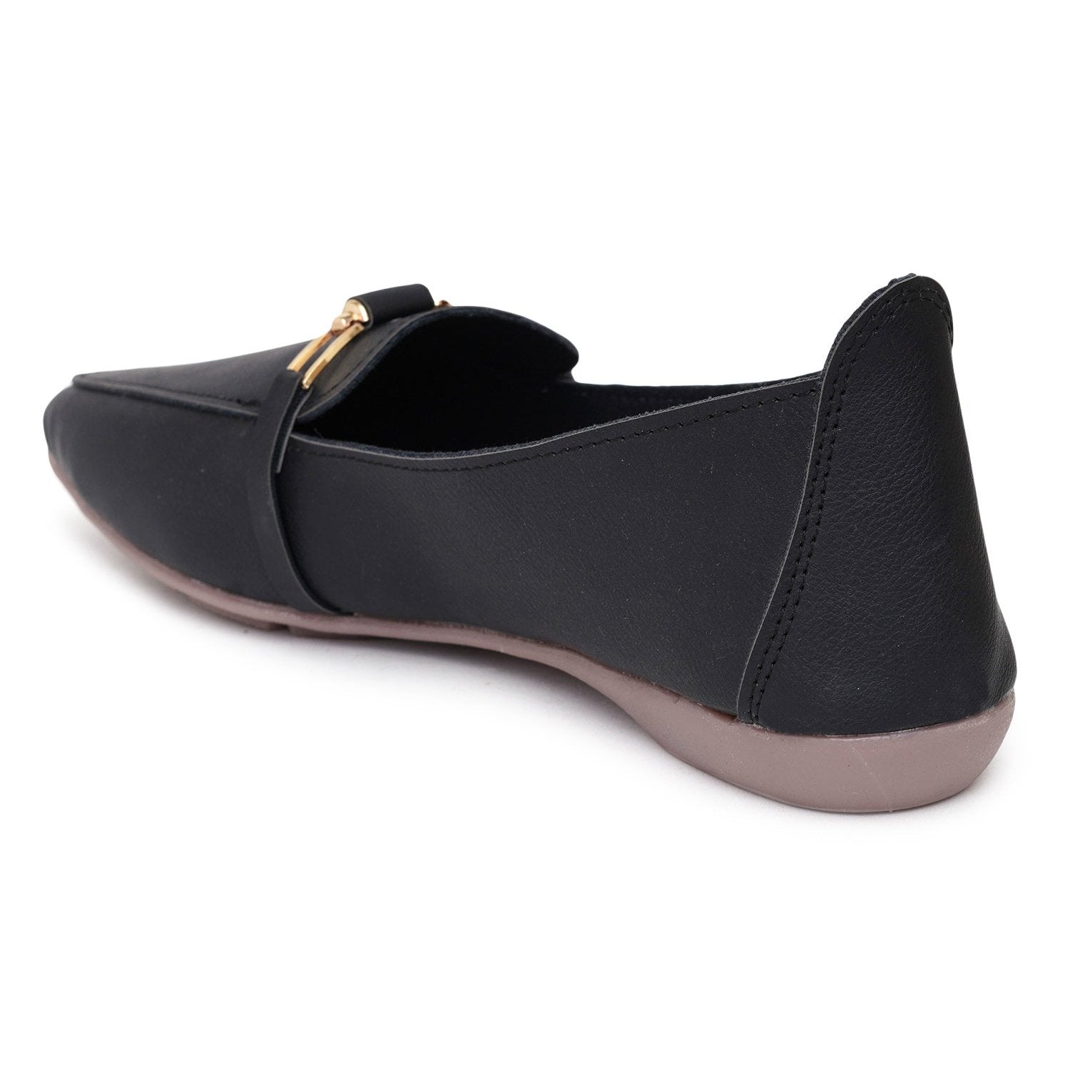 Black embellished flats for women