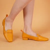 Square Toe Mustard Ballerinas