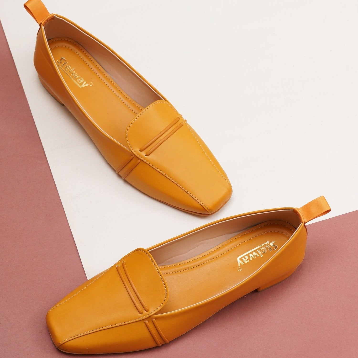 Stelway Square toe style mustard yellow bellies for women online buy