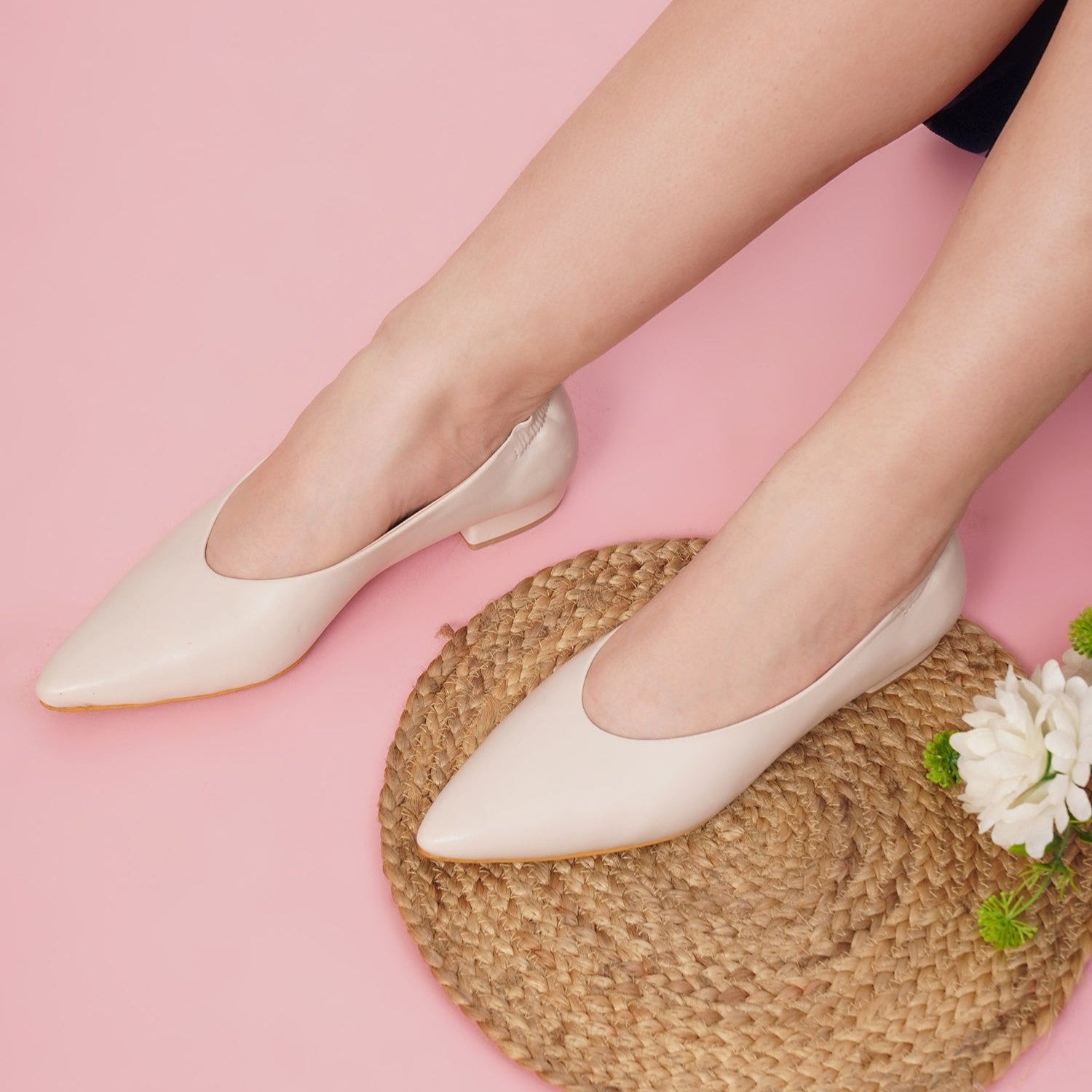 Buy Stelway pointed toe off white ballerina shoes for women online