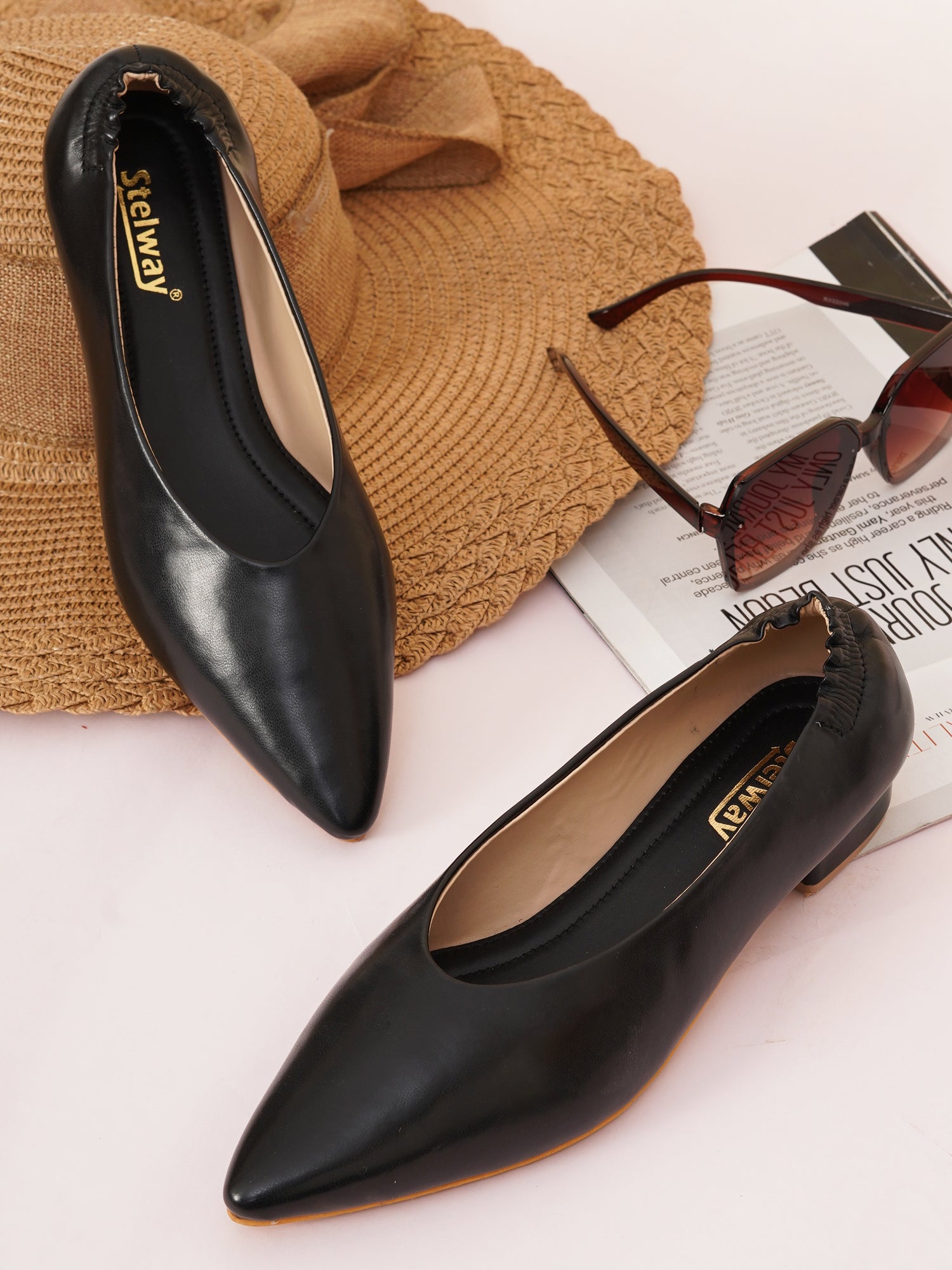 Stelway Original Pointed Toe Black Ballerinas Stelway Premium Handmade footwear brand inspired by Modern Indian Women