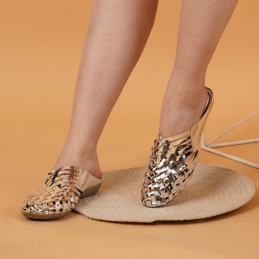 Stelway Criss cross silver mules for women