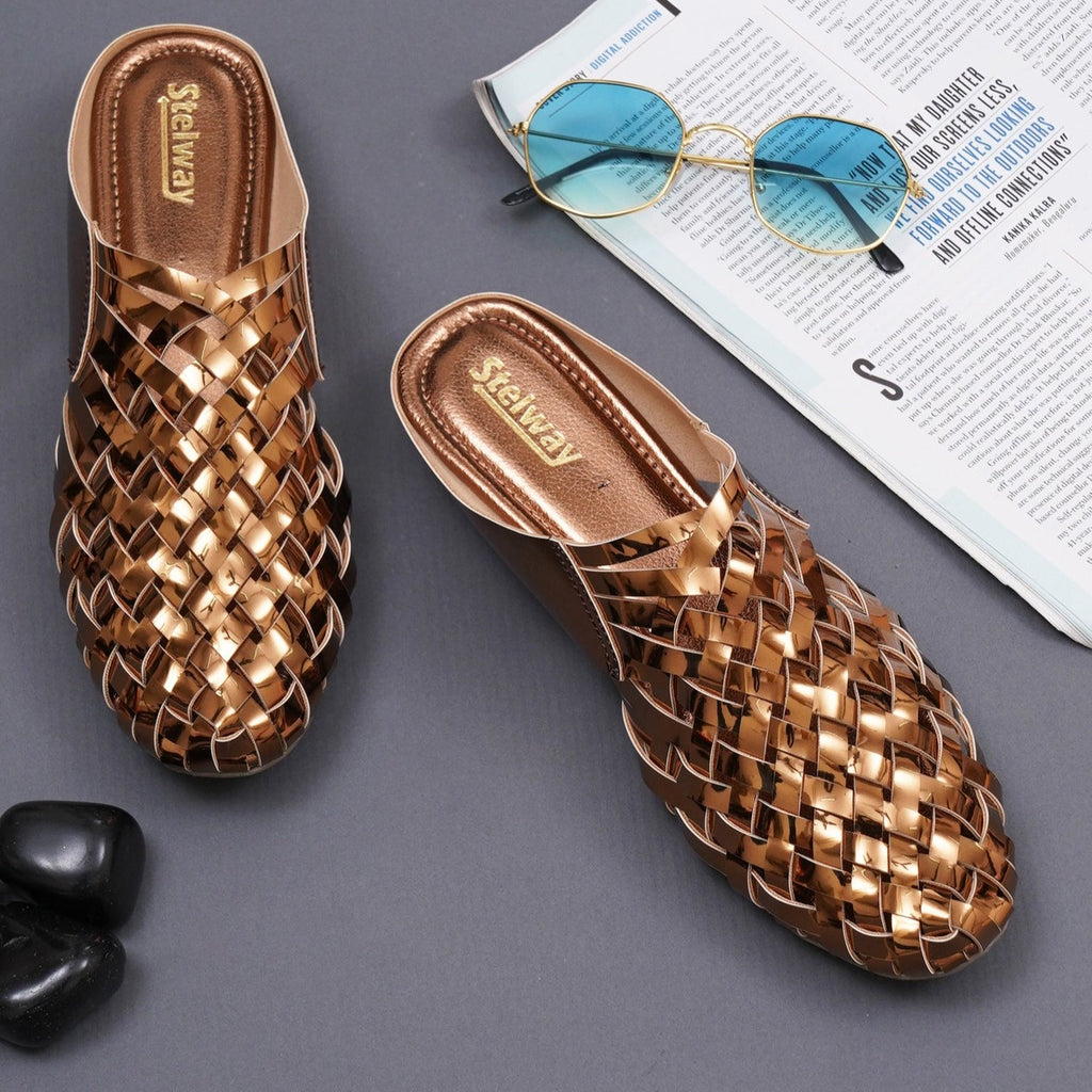 Stelway Criss cross copper mules for women online footwear buy