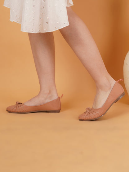 Knotted Peach Ballet Flats