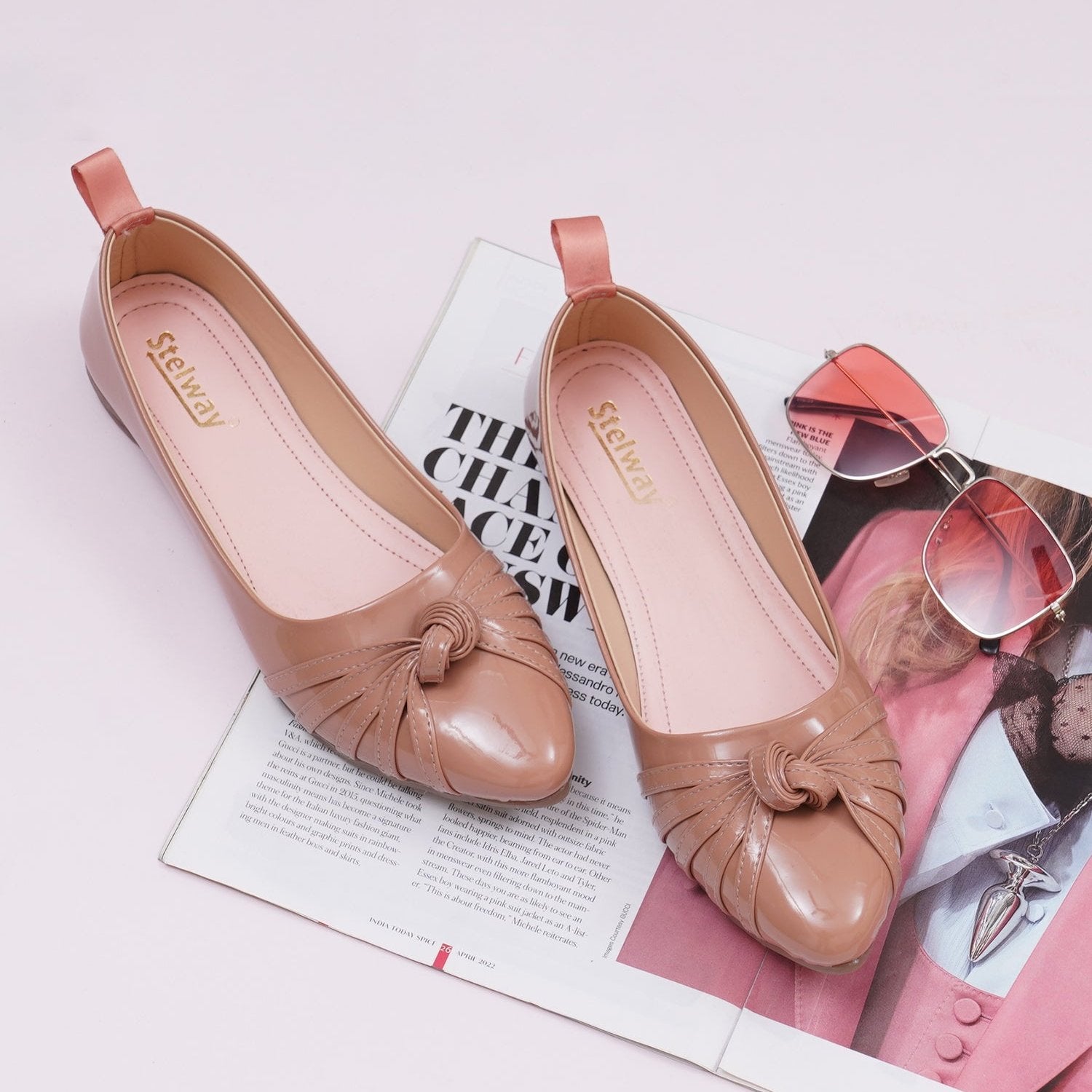peach pink bellies shoes for women